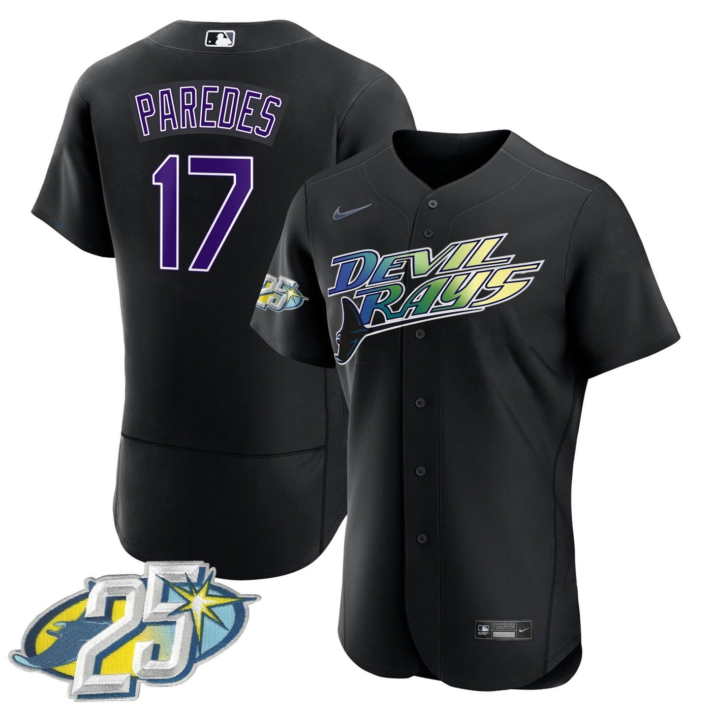 Camisa MLB Men’s Tampa Bay 25th Anniversary Patch Flex Base Jersey
