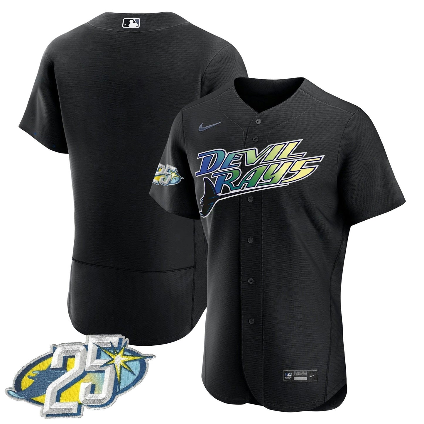 Camisa MLB Men’s Tampa Bay 25th Anniversary Patch Flex Base Jersey