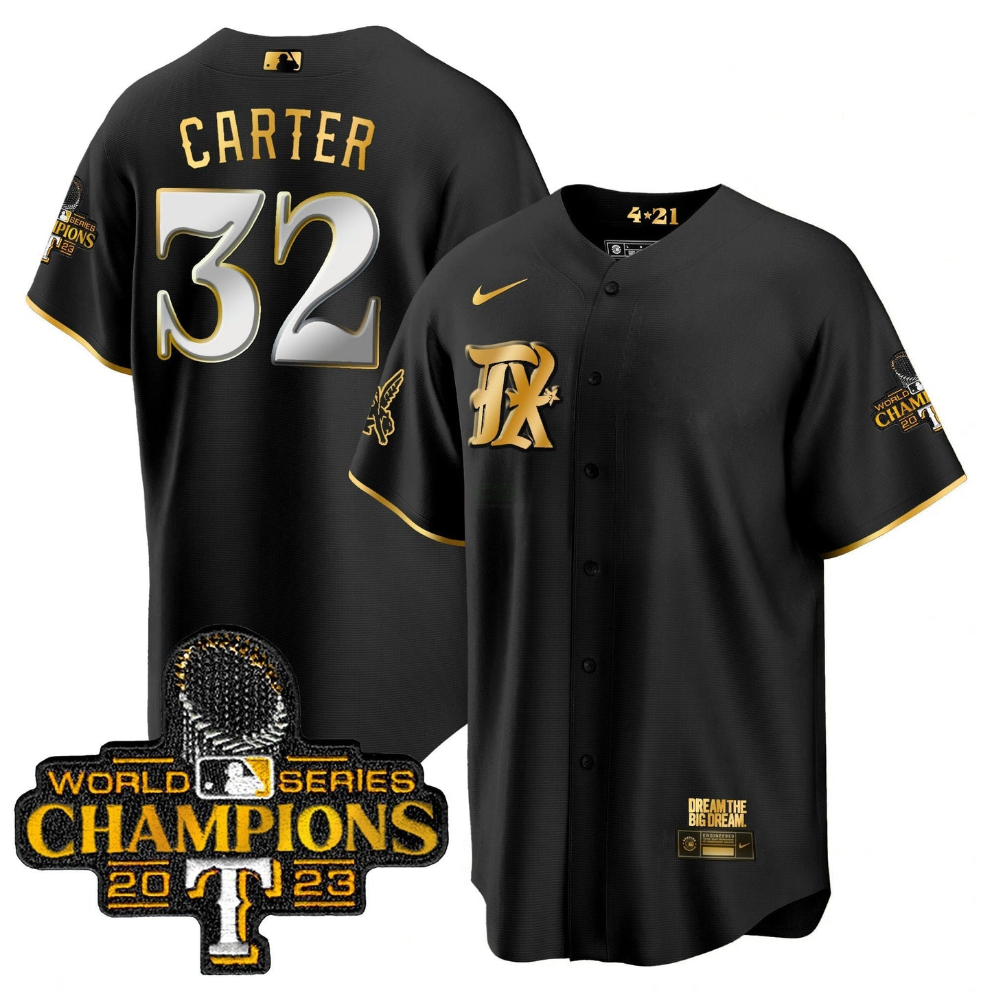 Camisa MLB Men’s Texas 2023 World Series Champions City Connect Cool Dourada Jersey