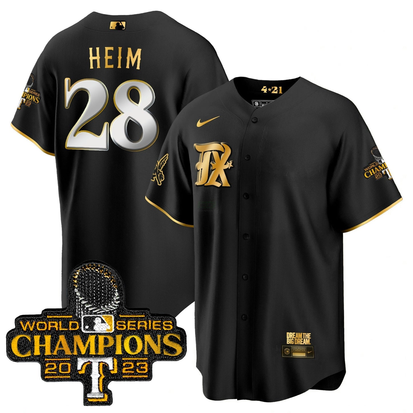 Camisa MLB Men’s Texas 2023 World Series Champions City Connect Cool Dourada Jersey