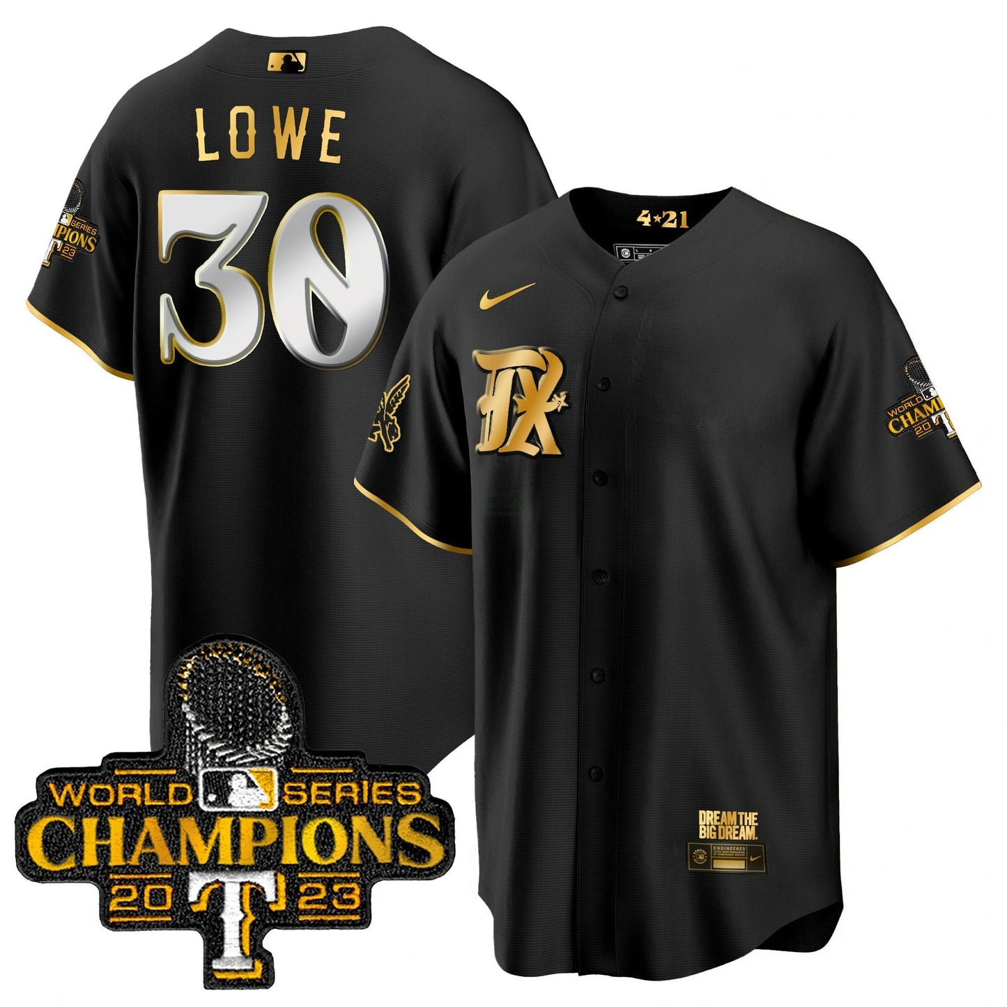 Camisa MLB Men’s Texas 2023 World Series Champions City Connect Cool Dourada Jersey