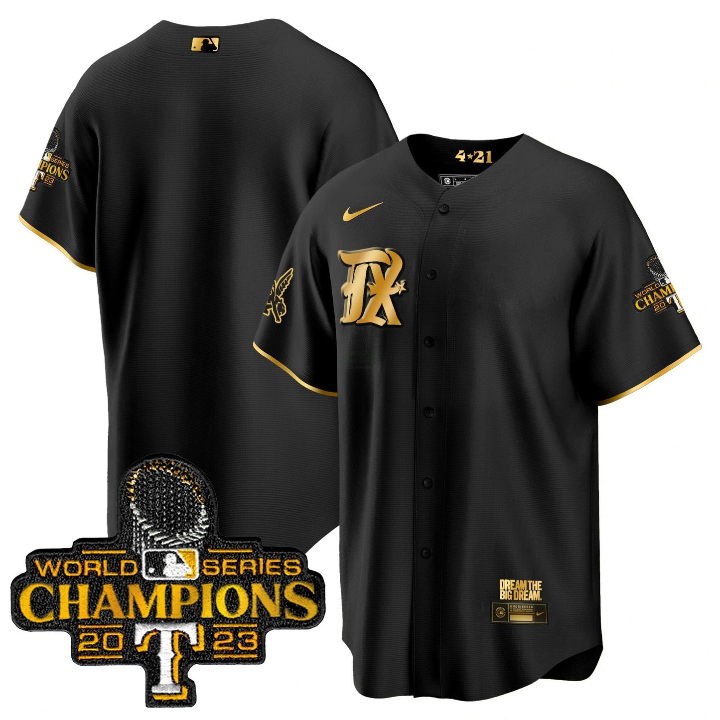 Camisa MLB Men’s Texas 2023 World Series Champions City Connect Cool Dourada Jersey