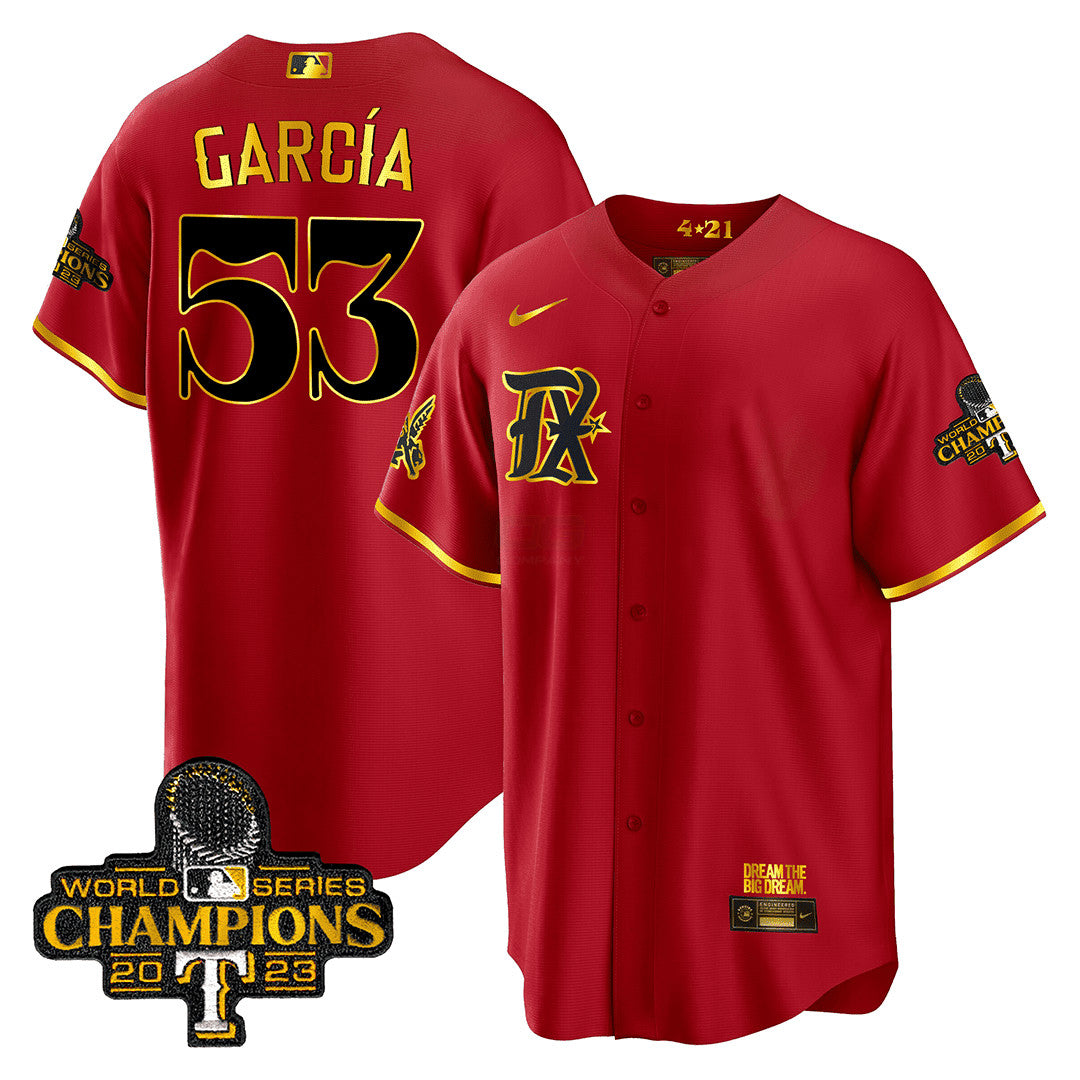 Camisa MLB Men’s Texas 2023 World Series Champions City Connect Cool Dourada Jersey V2
