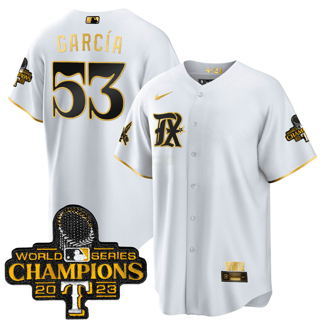 Camisa MLB Men’s Texas 2023 World Series Champions City Connect Cool Dourada Jersey V2