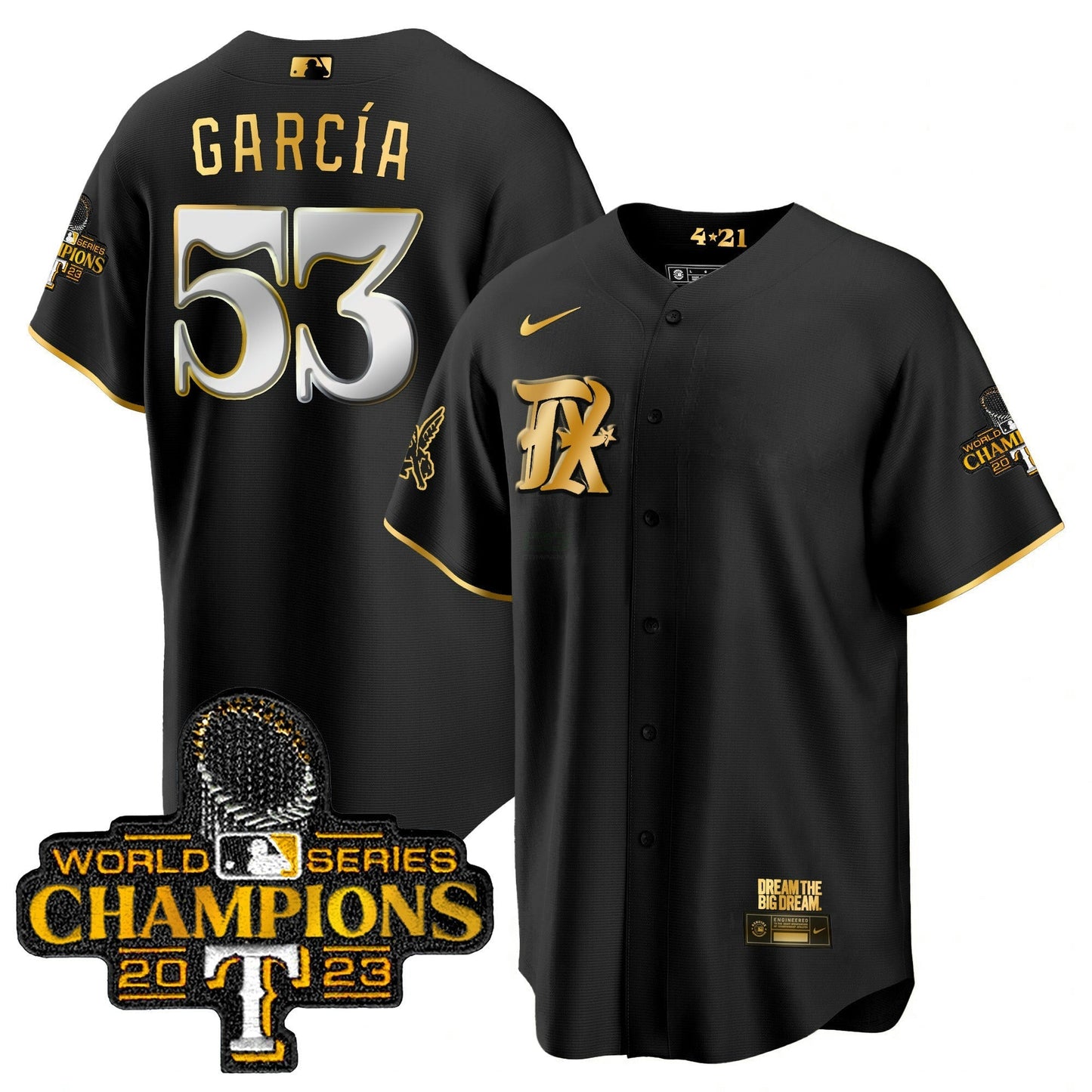 Camisa MLB Men’s Texas 2023 World Series Champions City Connect Cool Dourada Jersey
