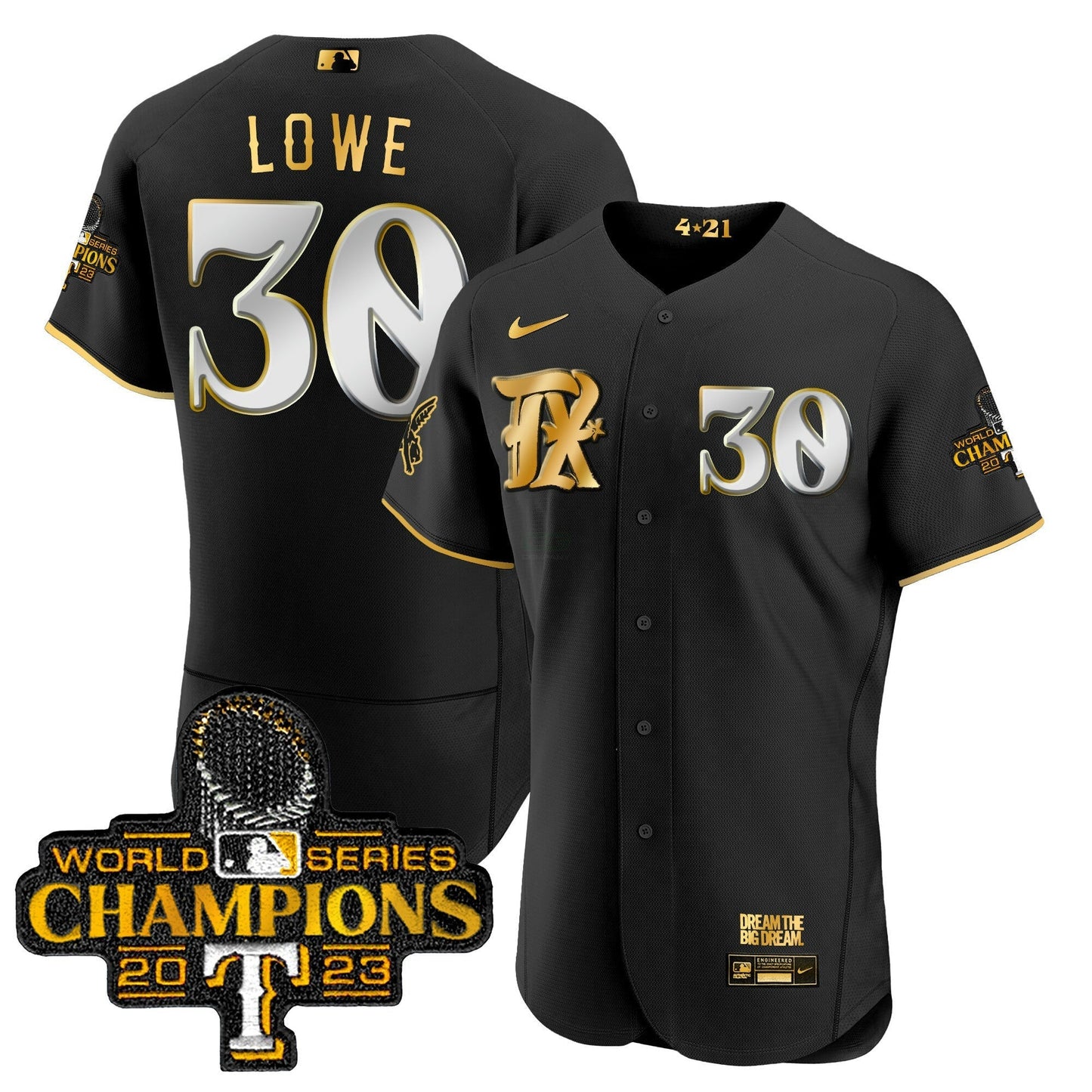 Camisa MLB Men’s Texas 2023 World Series Champions City Connect Flex Dourada Jersey