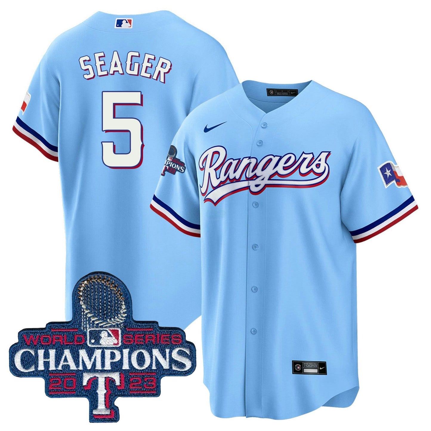 Camisa MLB Men’s Texas 2023 World Series Champions Cool Base Jersey