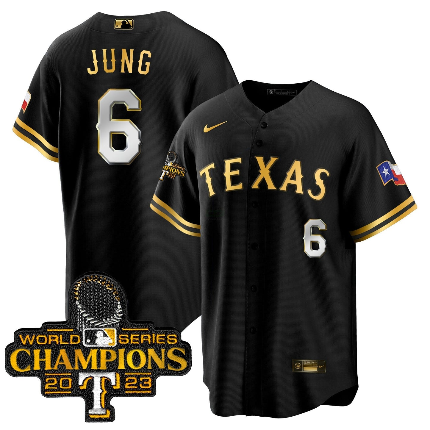 Camisa MLB Men’s Texas 2023 World Series Champions Cool Base Jersey