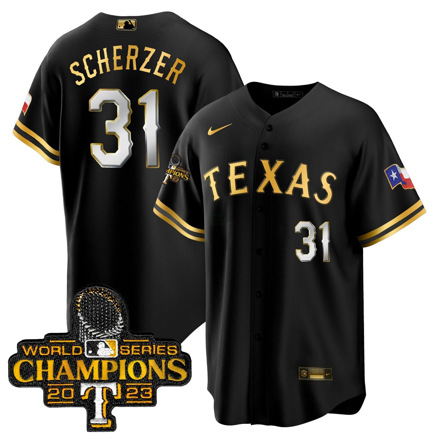Camisa MLB Men’s Texas 2023 World Series Champions Cool Base Jersey