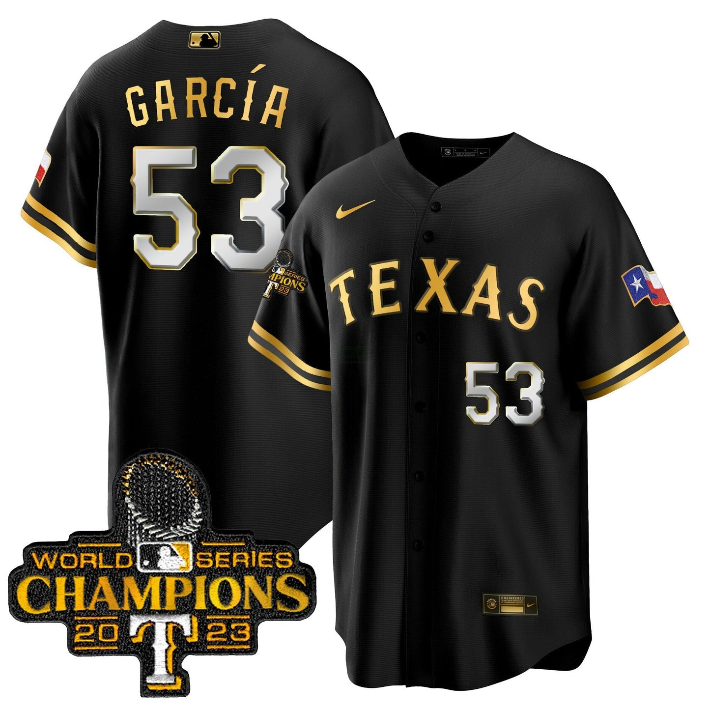 Camisa MLB Men’s Texas 2023 World Series Champions Cool Base Jersey