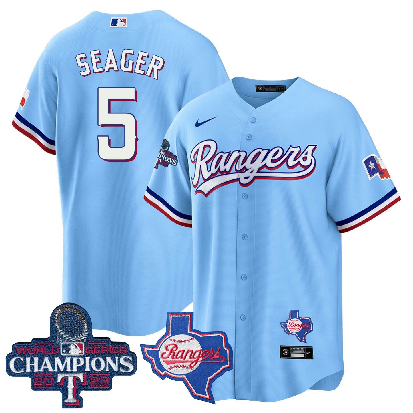 Camisa MLB Men’s Texas 2023 World Series Champions Cool Base Jersey V2