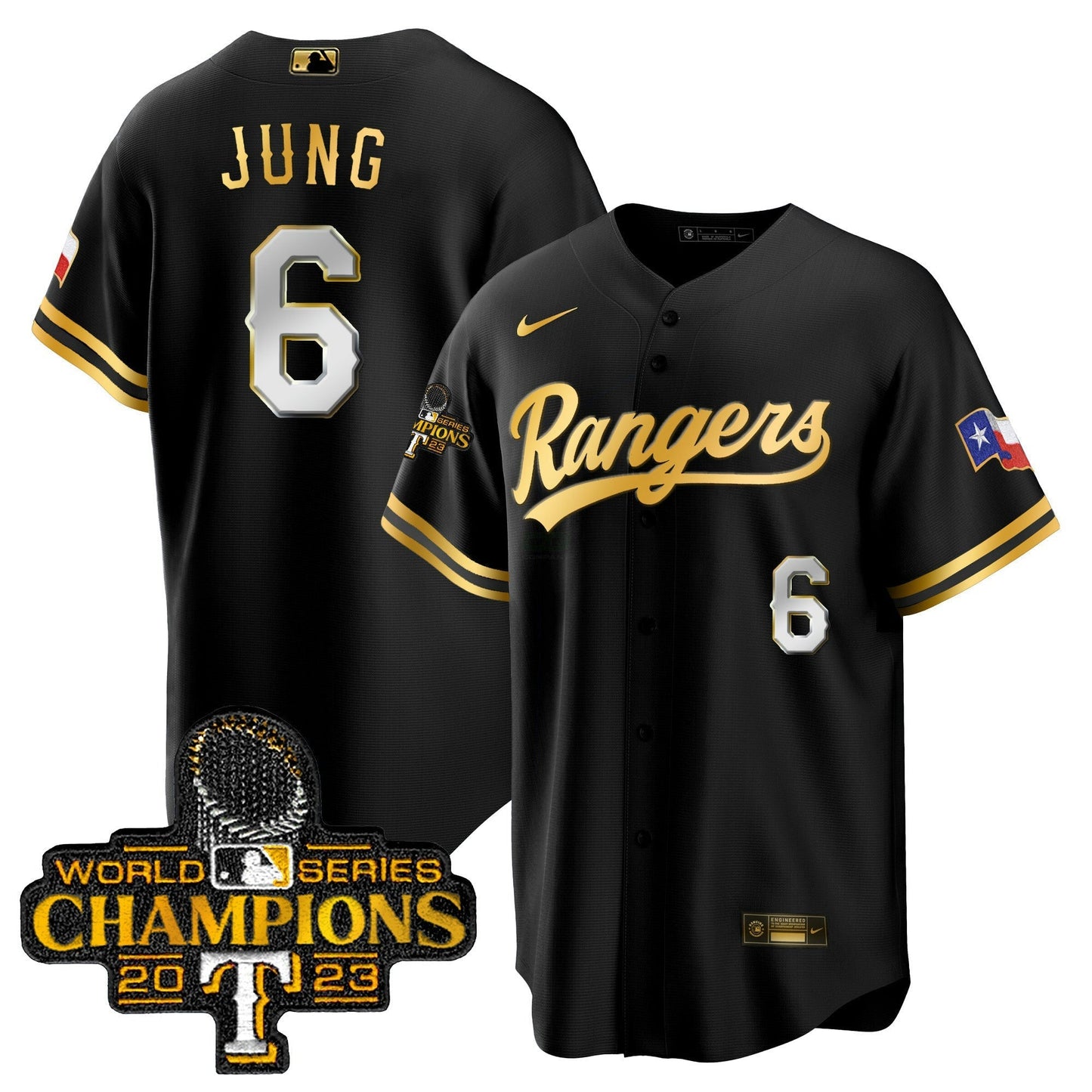 Camisa MLB Men’s Texas 2023 World Series Champions Cool Base Jersey V3