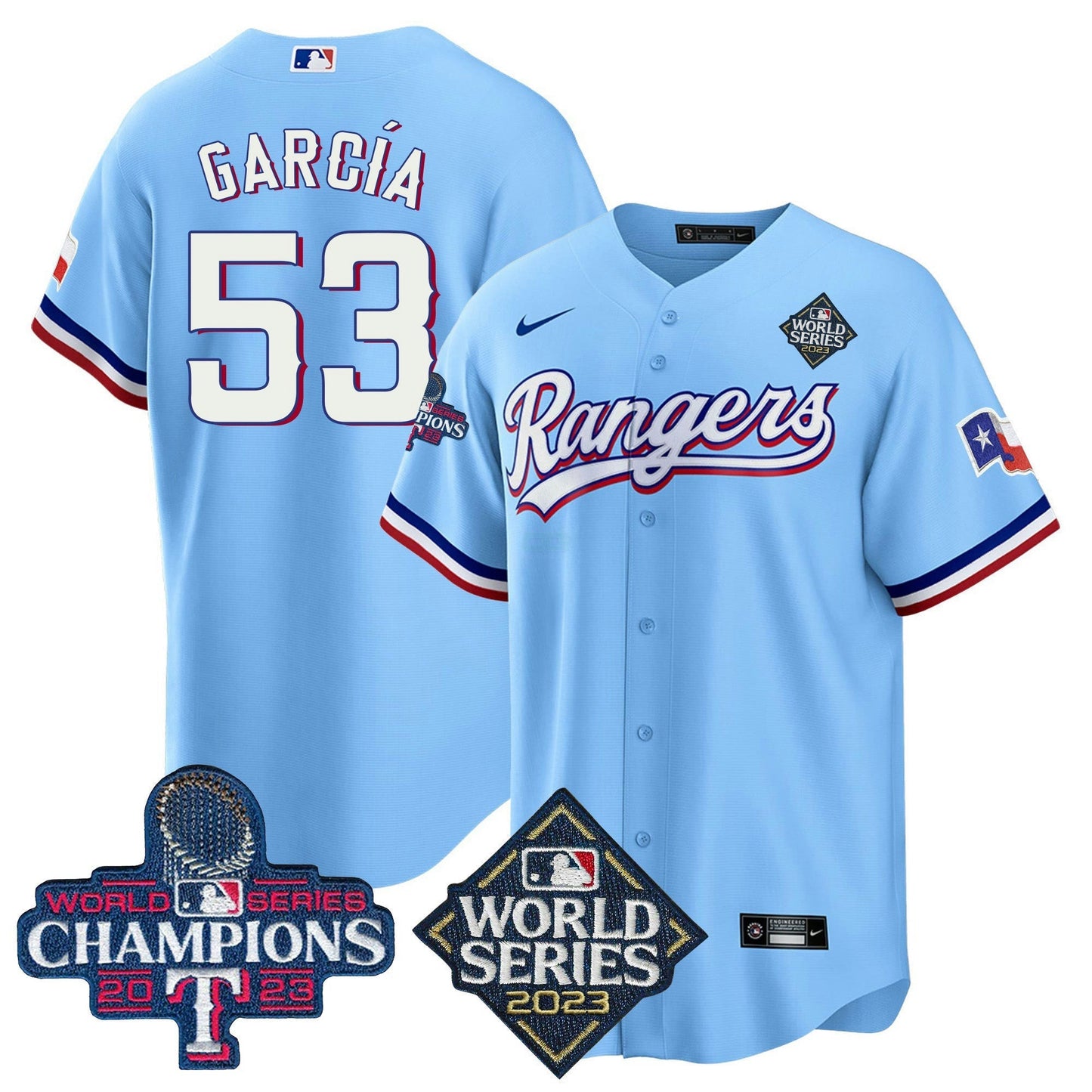Camisa MLB Men’s Texas 2023 World Series Champions Cool Base Jersey V4