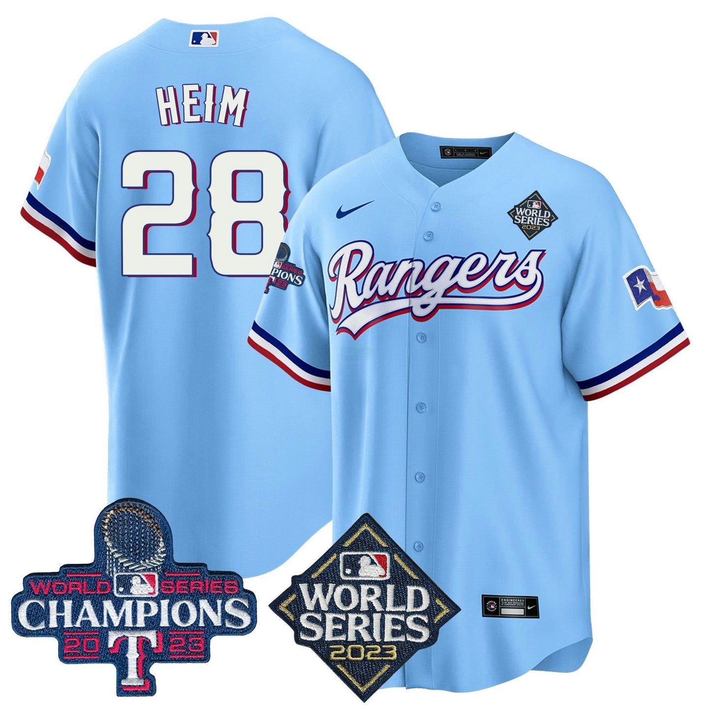 Camisa MLB Men’s Texas 2023 World Series Champions Cool Base Jersey V4