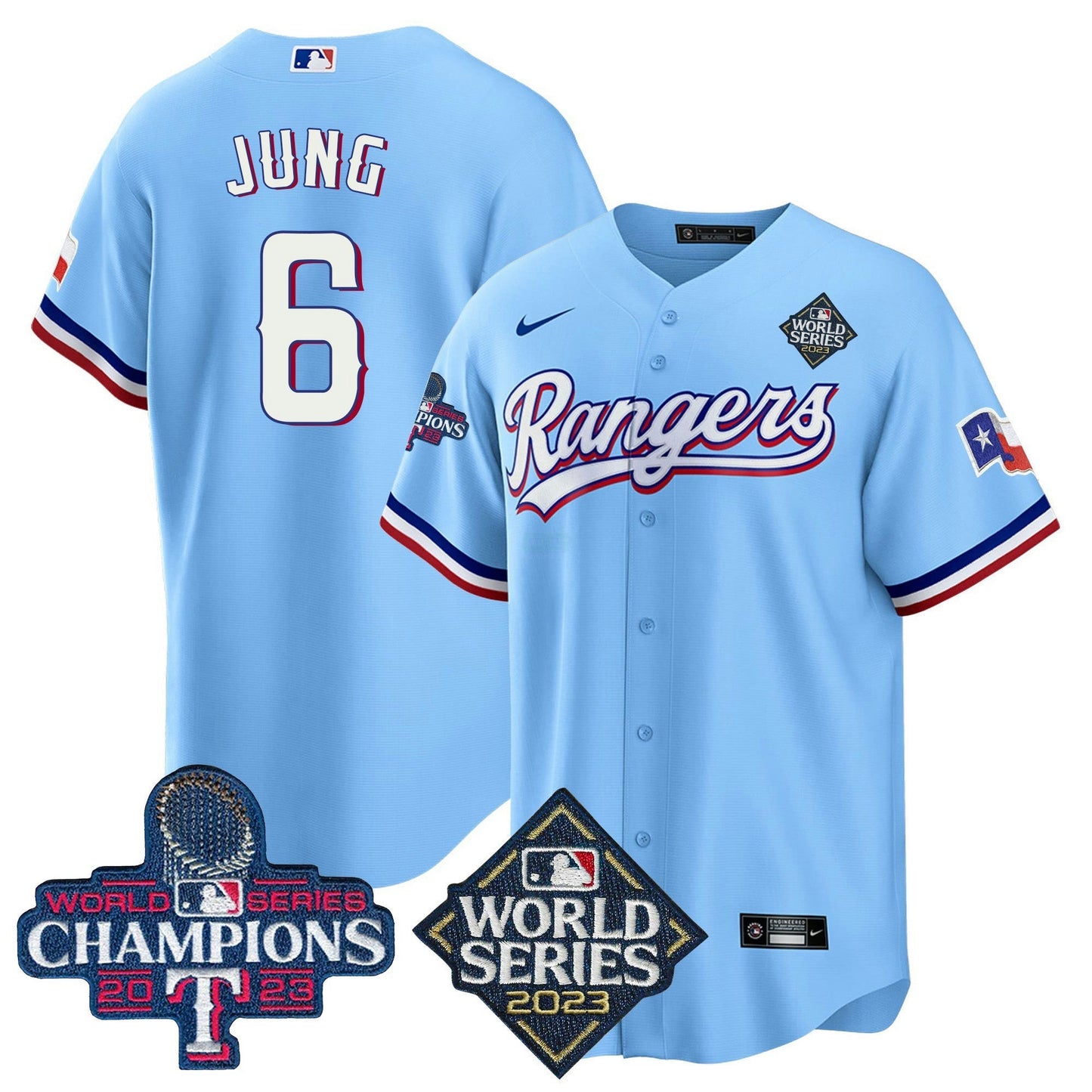 Camisa MLB Men’s Texas 2023 World Series Champions Cool Base Jersey V4
