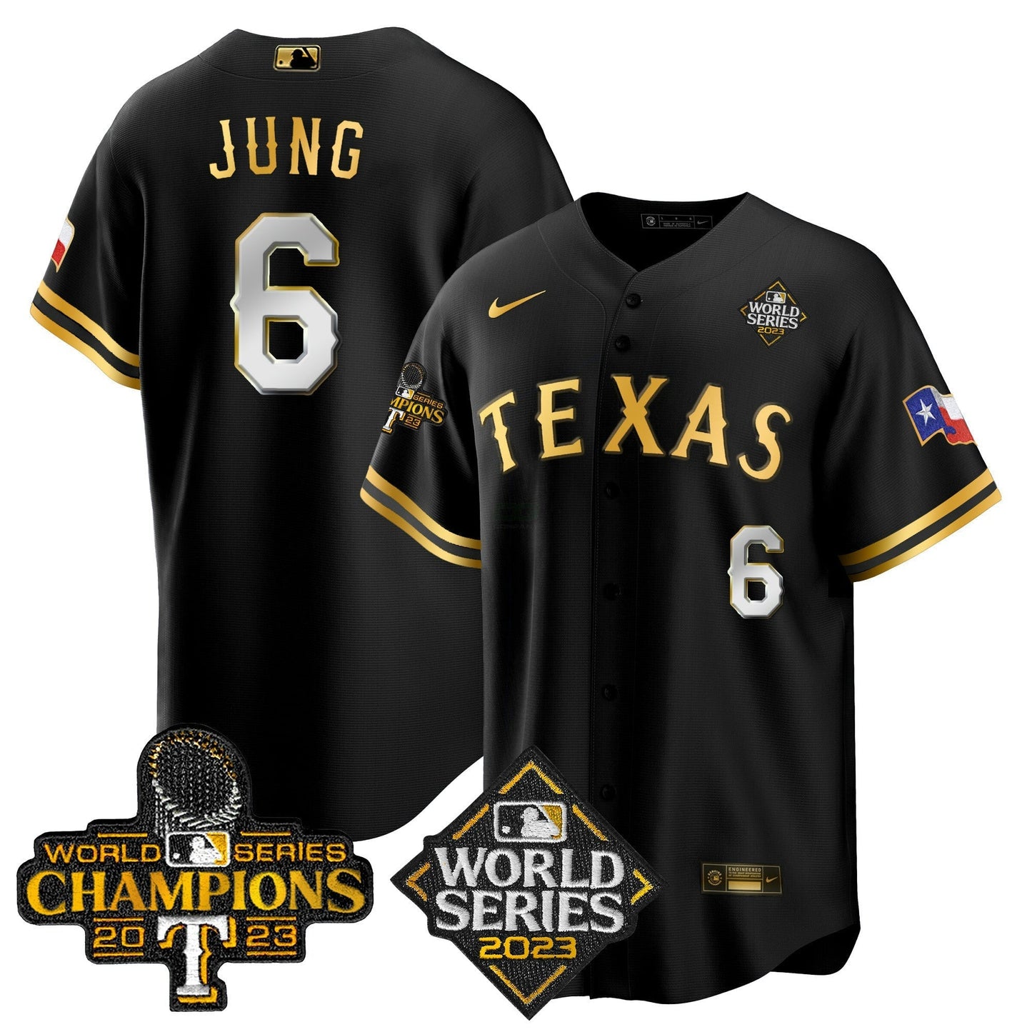 Camisa MLB Men’s Texas 2023 World Series Champions Cool Base Jersey V4