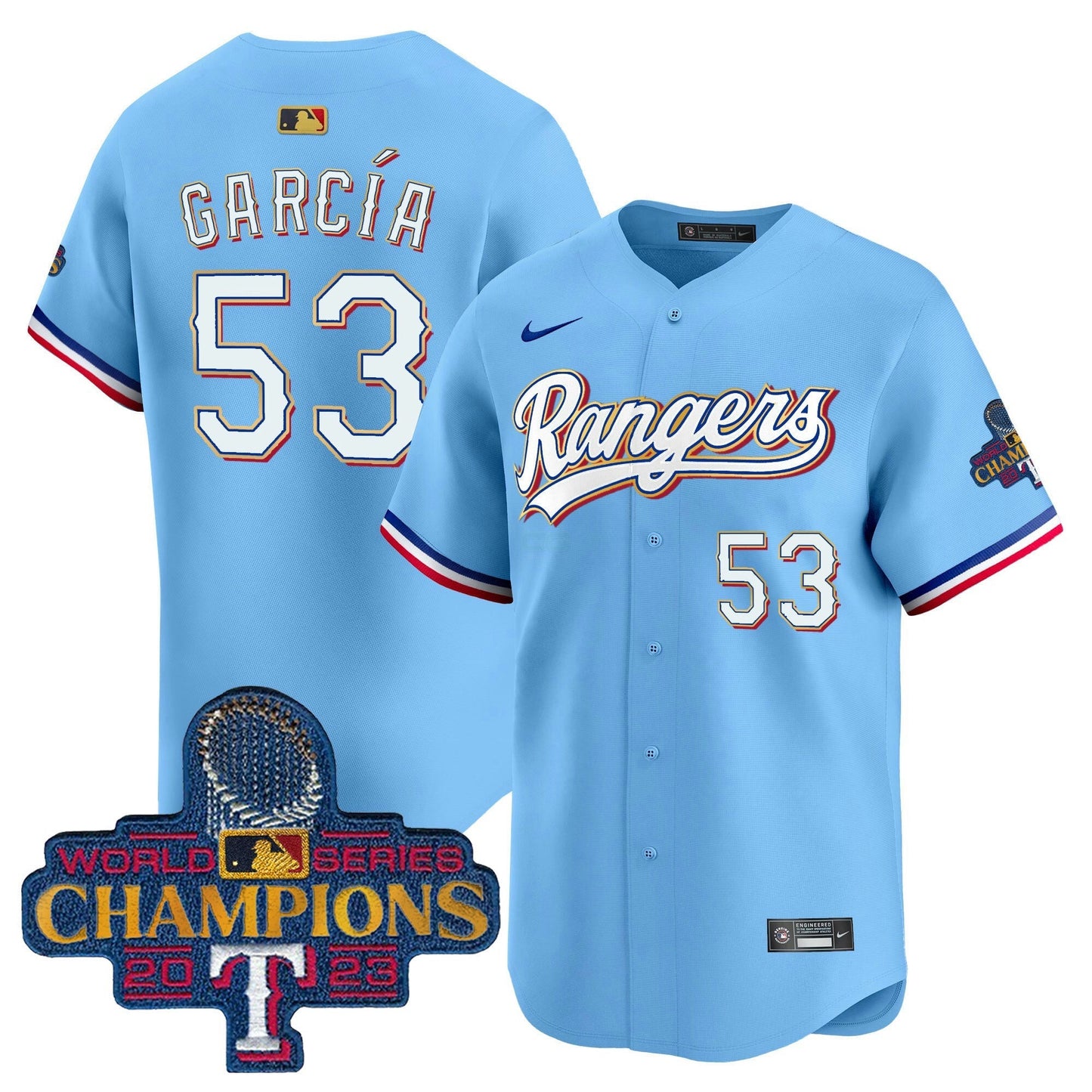 Camisa MLB Men’s Texas 2023 World Series Champions Dourada Trim Vapor Premier Limited Jersey