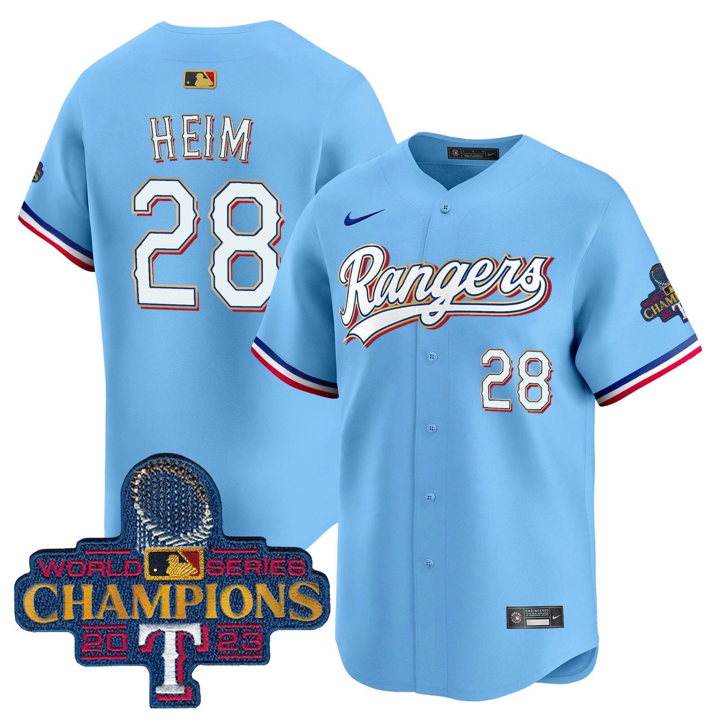 Camisa MLB Men’s Texas 2023 World Series Champions Dourada Trim Vapor Premier Limited Jersey