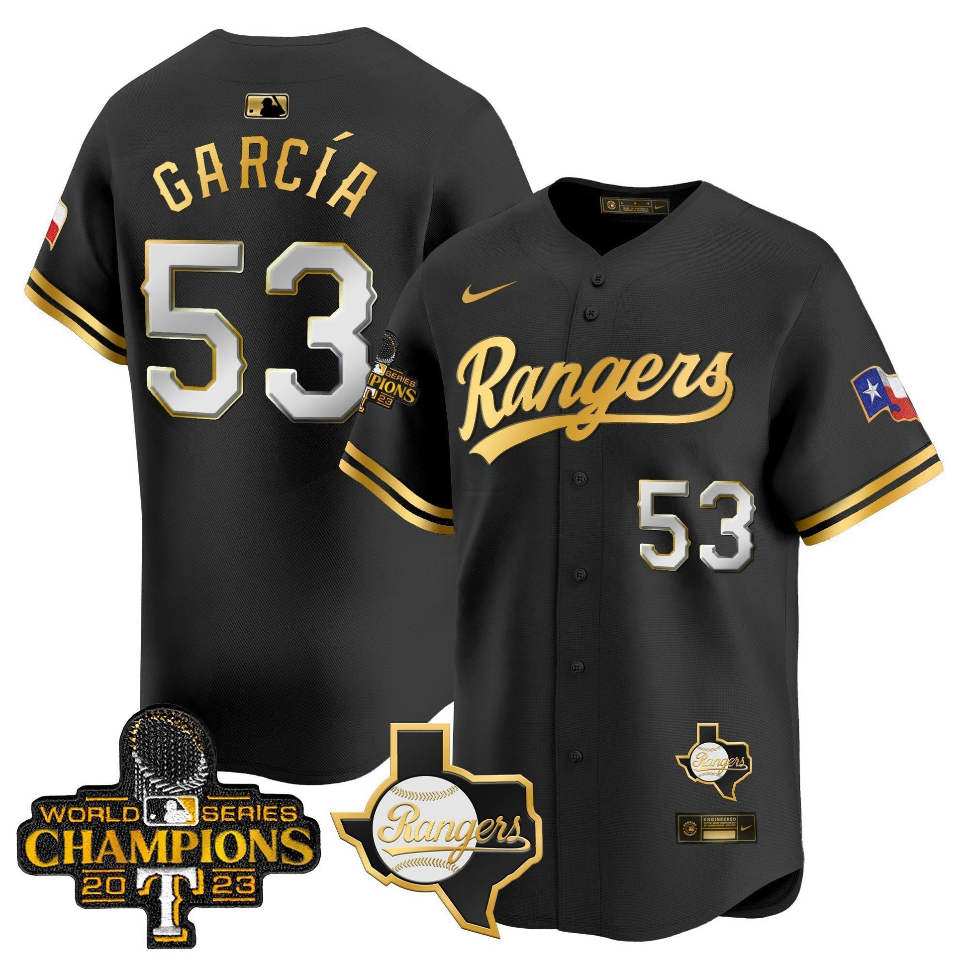 Camisa MLB Men’s Texas 2023 World Series Champions Dourada Trim Vapor Premier Limited Jersey V2