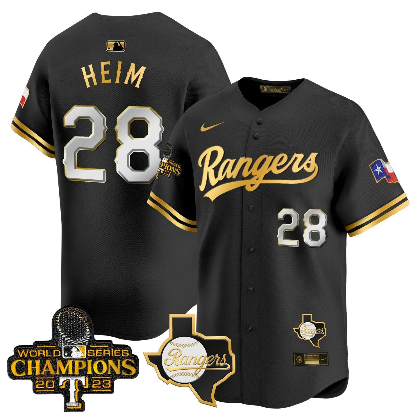 Camisa MLB Men’s Texas 2023 World Series Champions Dourada Trim Vapor Premier Limited Jersey V2