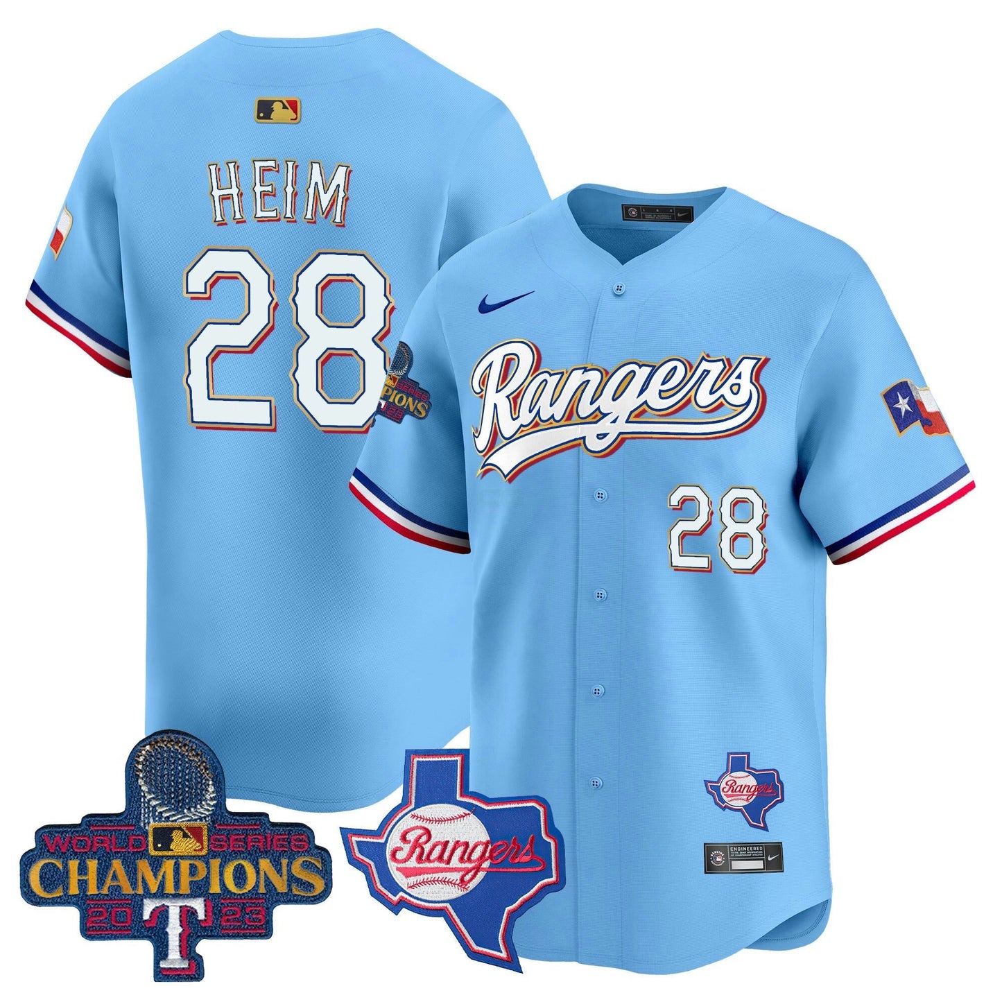 Camisa MLB Men’s Texas 2023 World Series Champions Dourada Trim Vapor Premier Limited Jersey V2