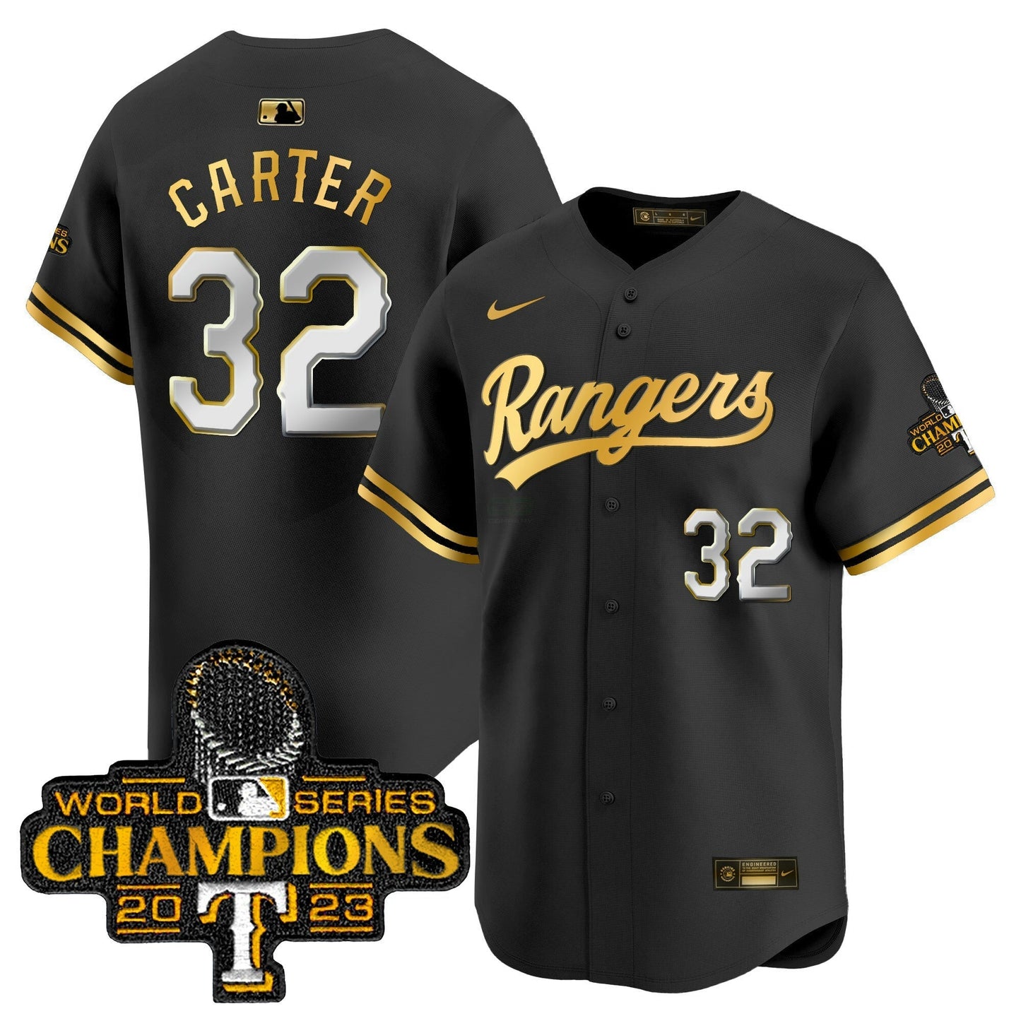 Camisa MLB Men’s Texas 2023 World Series Champions Dourada Trim Vapor Premier Limited Jersey