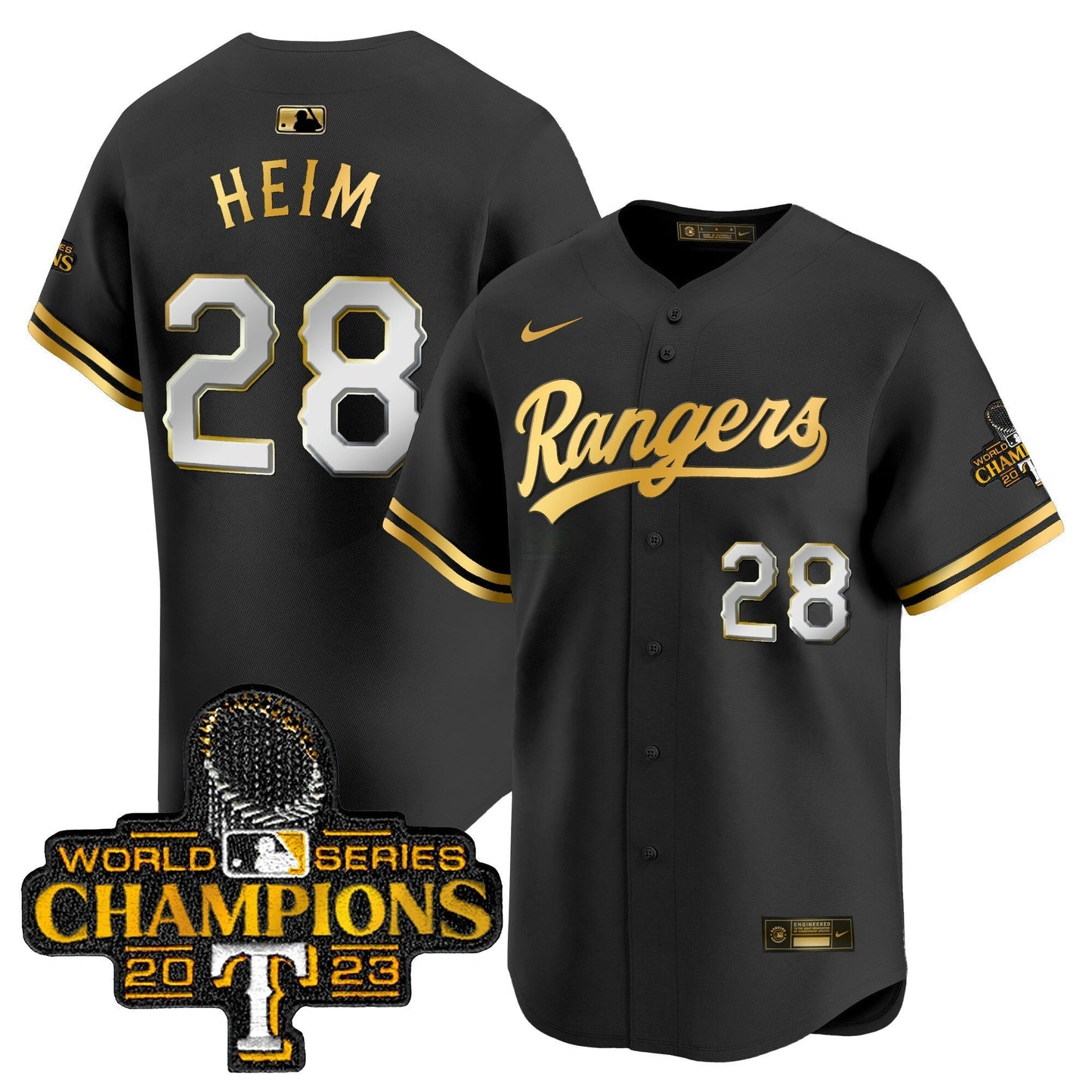 Camisa MLB Men’s Texas 2023 World Series Champions Dourada Trim Vapor Premier Limited Jersey