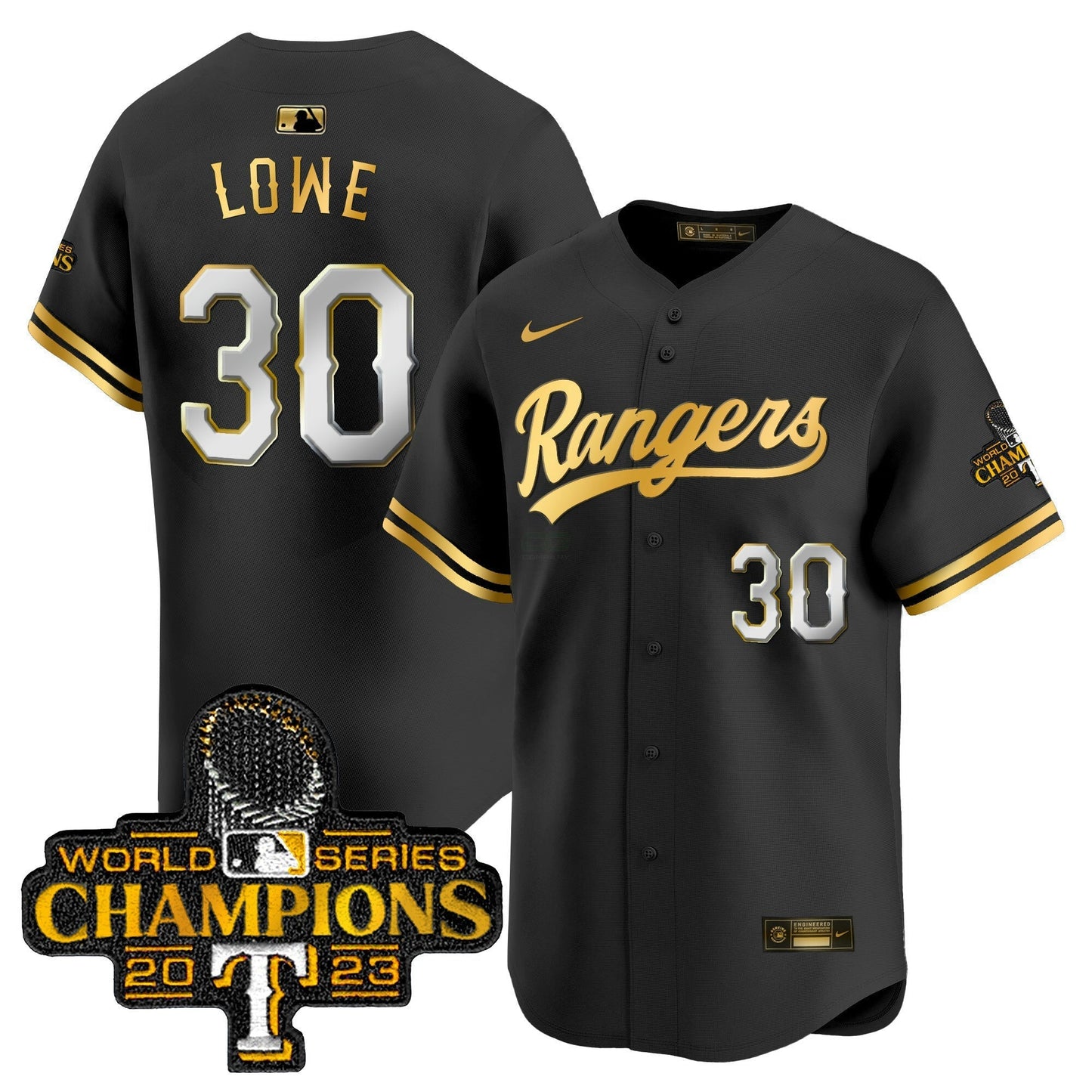 Camisa MLB Men’s Texas 2023 World Series Champions Dourada Trim Vapor Premier Limited Jersey