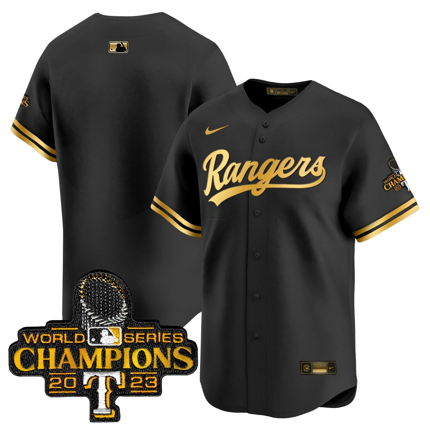 Camisa MLB Men’s Texas 2023 World Series Champions Dourada Trim Vapor Premier Limited Jersey