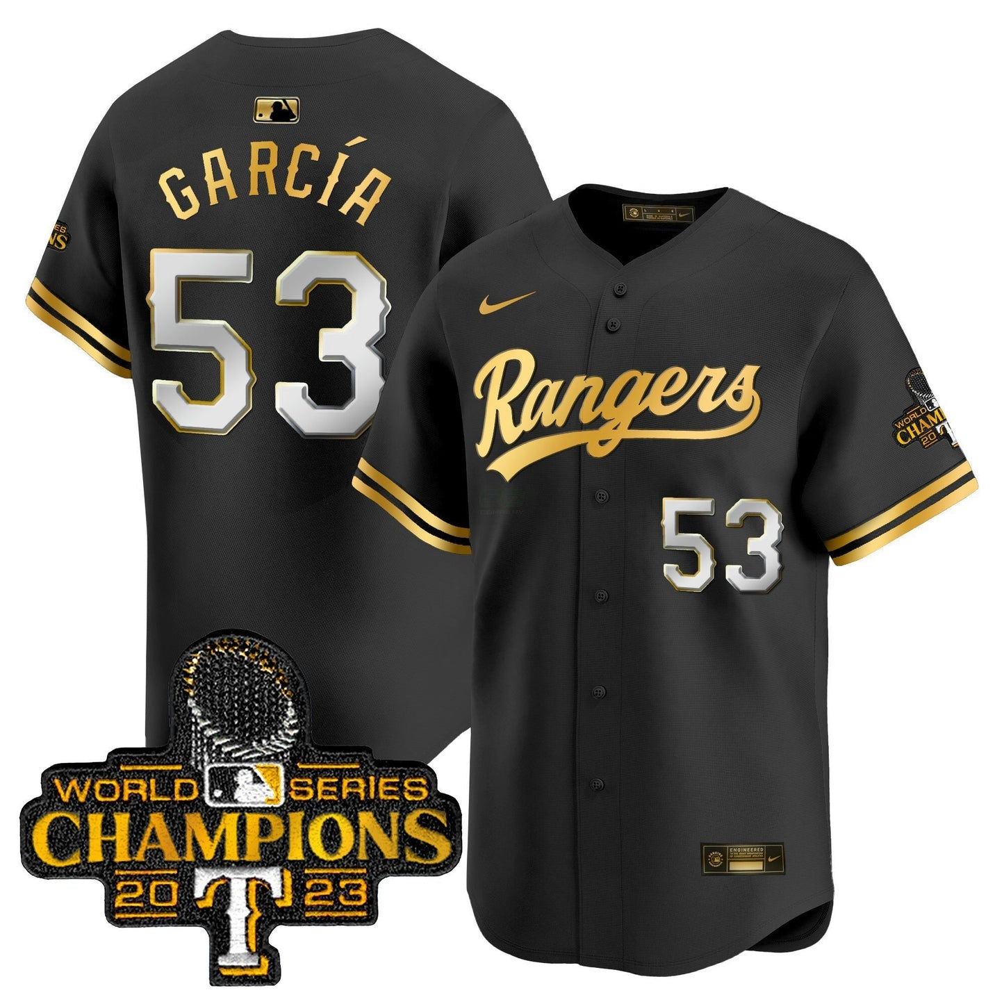 Camisa MLB Men’s Texas 2023 World Series Champions Dourada Trim Vapor Premier Limited Jersey
