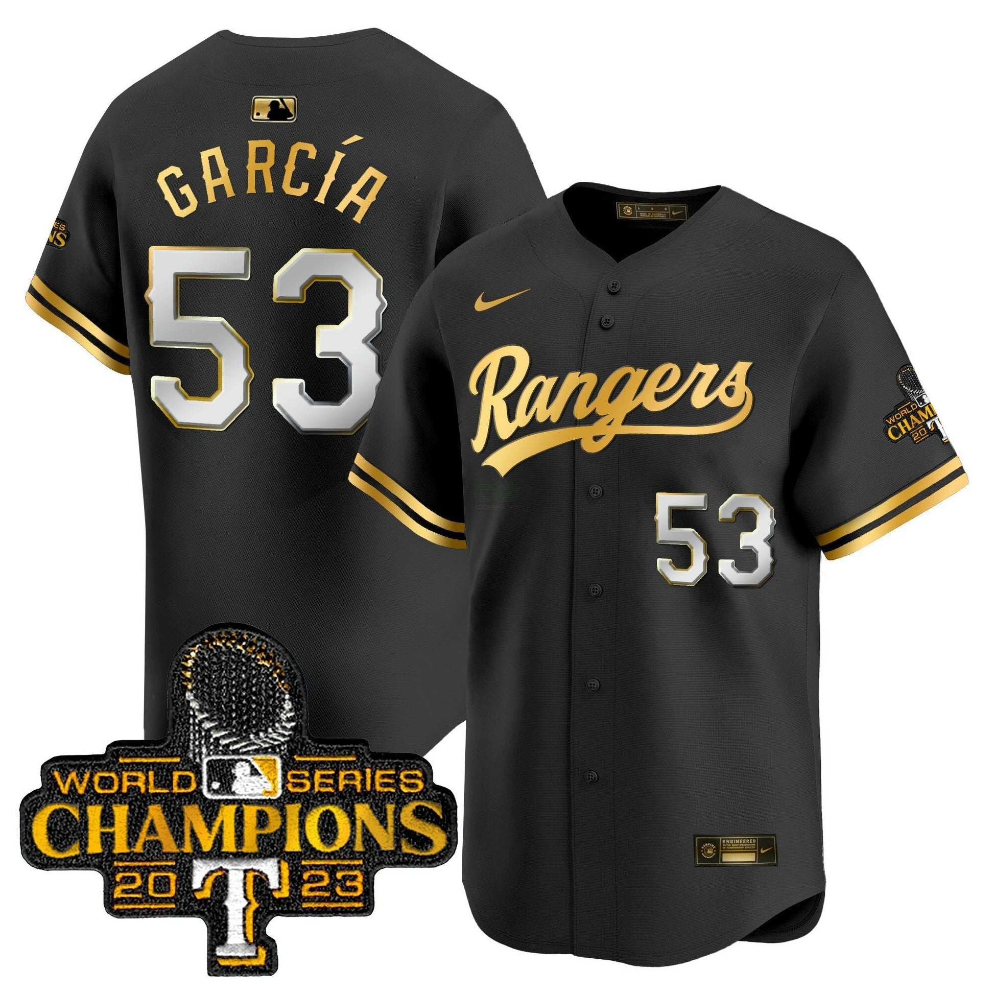 Camisa MLB Men’s Texas 2023 World Series Champions Dourada Trim Vapor Premier Limited Jersey