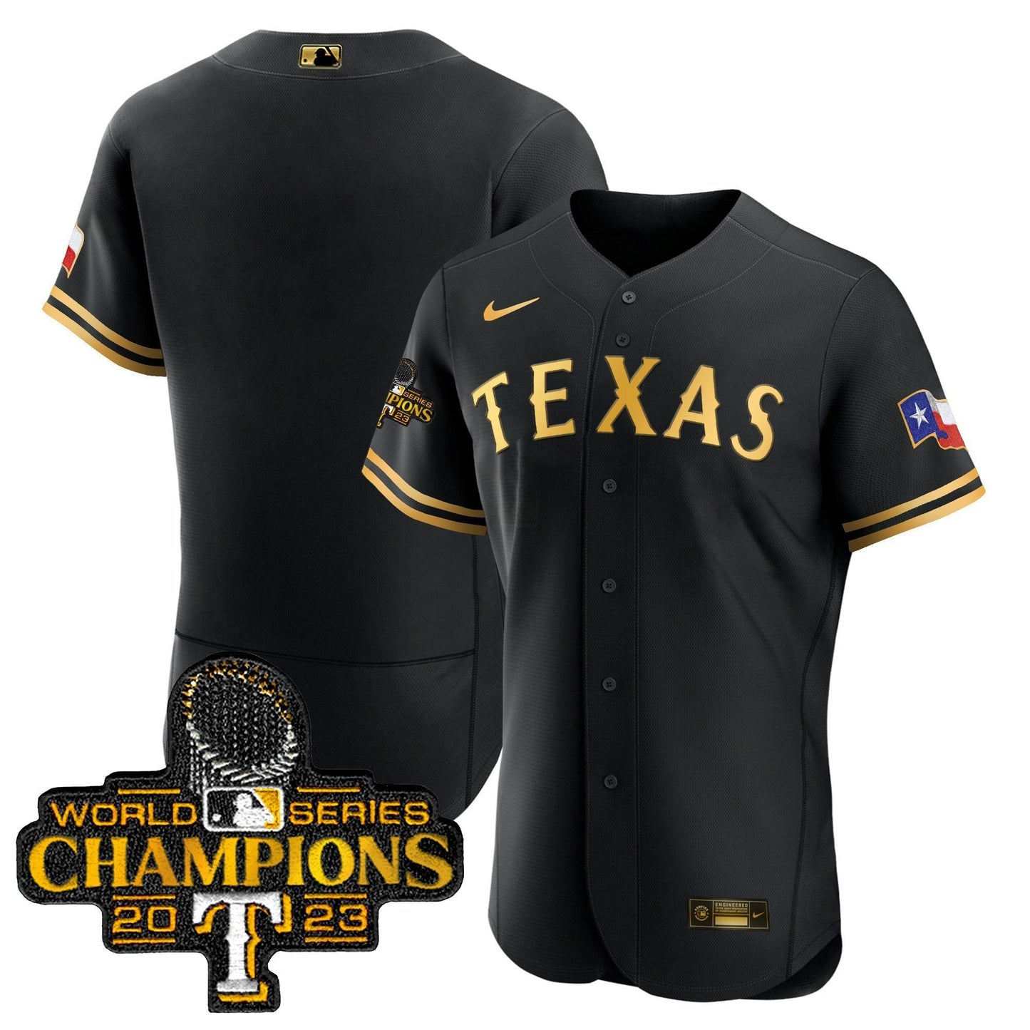 Camisa MLB Men’s Texas 2023 World Series Champions Flex Base Jersey