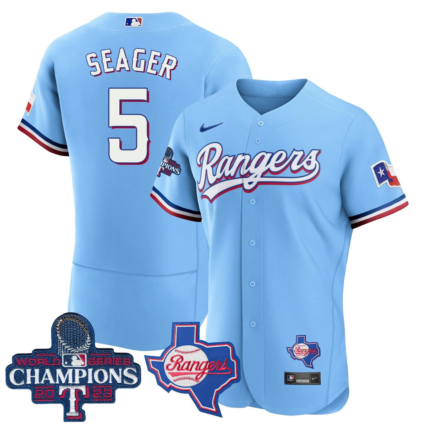 Camisa MLB Men’s Texas 2023 World Series Champions Flex Base Jersey V2