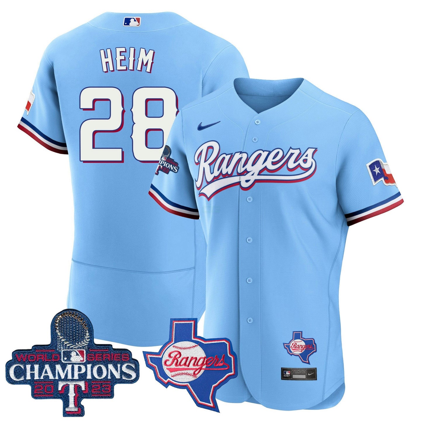 Camisa MLB Men’s Texas 2023 World Series Champions Flex Base Jersey V2