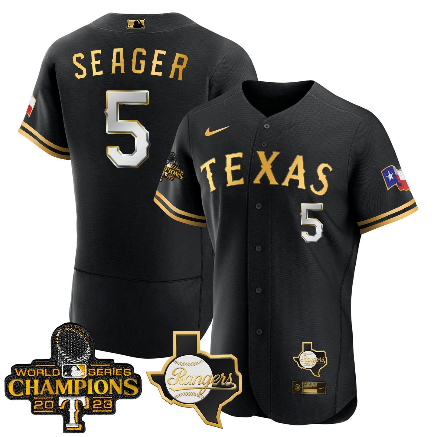 Camisa MLB Men’s Texas 2023 World Series Champions Flex Base Jersey V2
