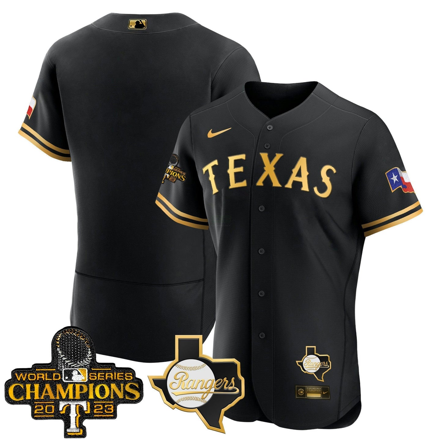 Camisa MLB Men’s Texas 2023 World Series Champions Flex Base Jersey V2