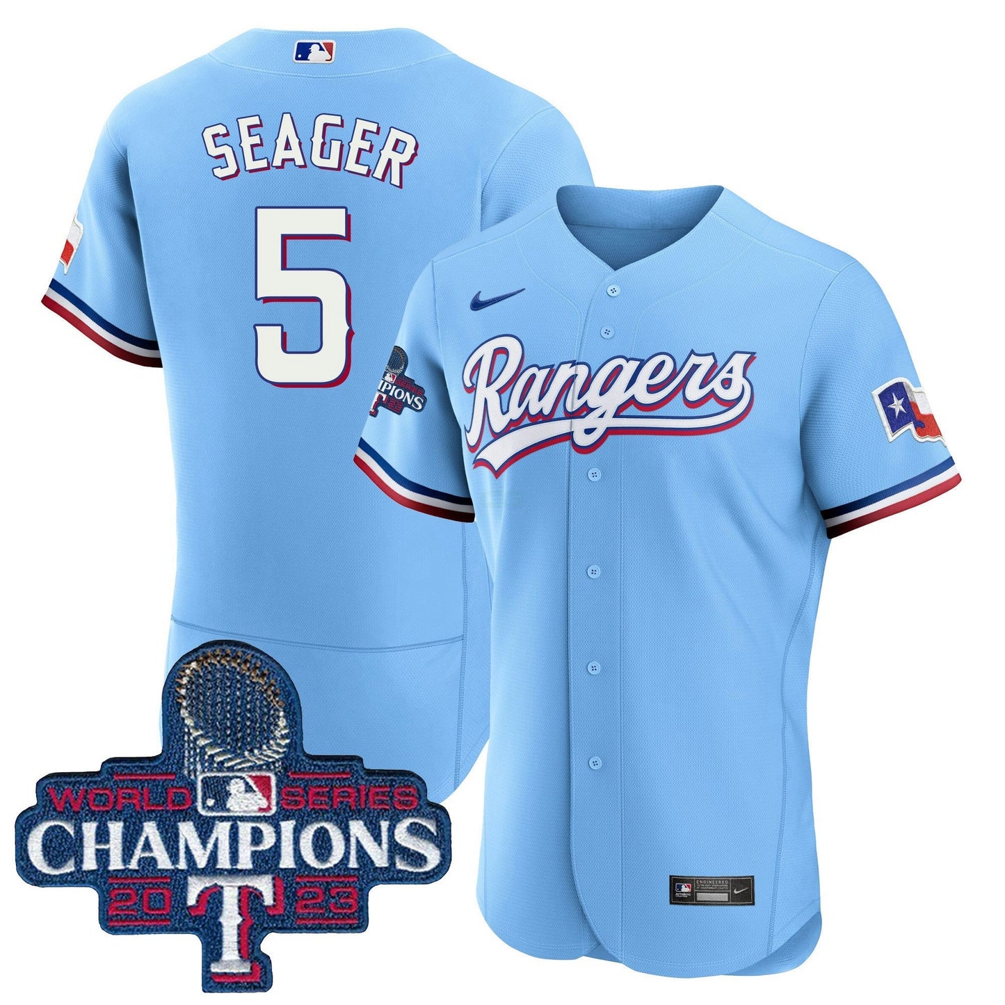 Camisa MLB Men’s Texas 2023 World Series Champions Flex Base Jersey V3