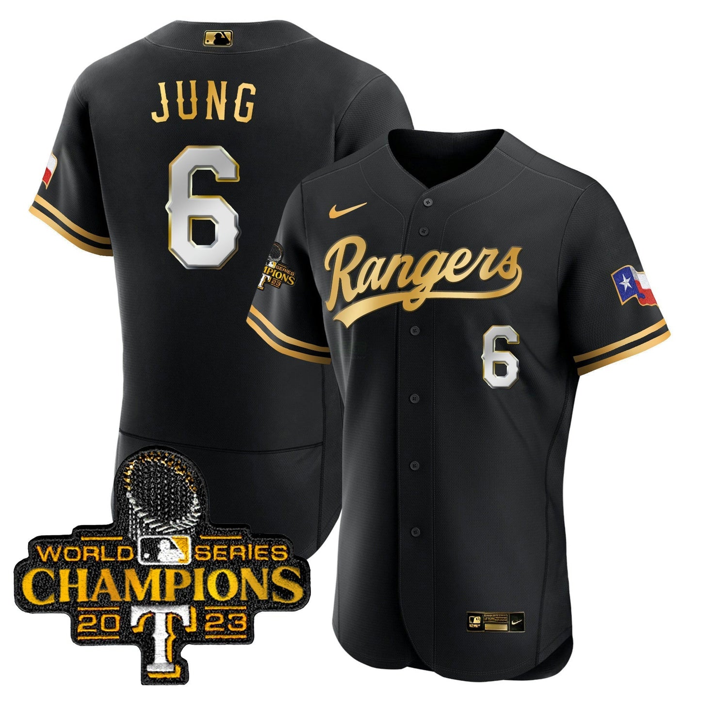 Camisa MLB Men’s Texas 2023 World Series Champions Flex Base Jersey V3