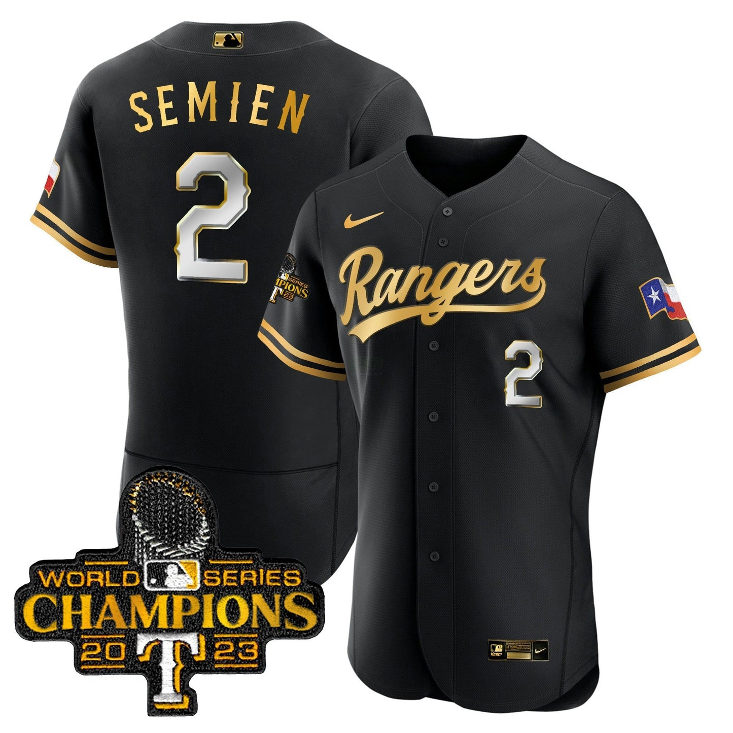 Camisa MLB Men’s Texas 2023 World Series Champions Flex Base Jersey V3