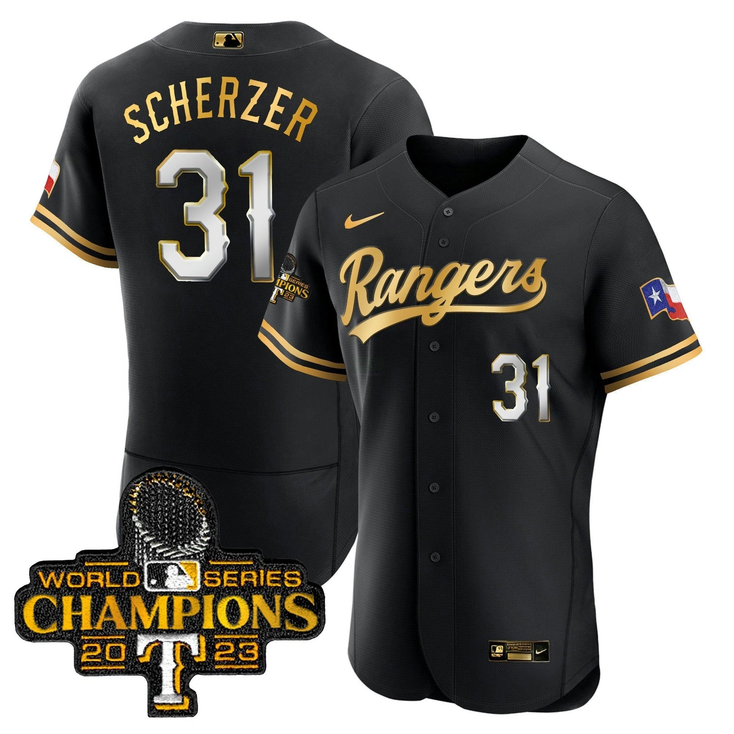 Camisa MLB Men’s Texas 2023 World Series Champions Flex Base Jersey V3