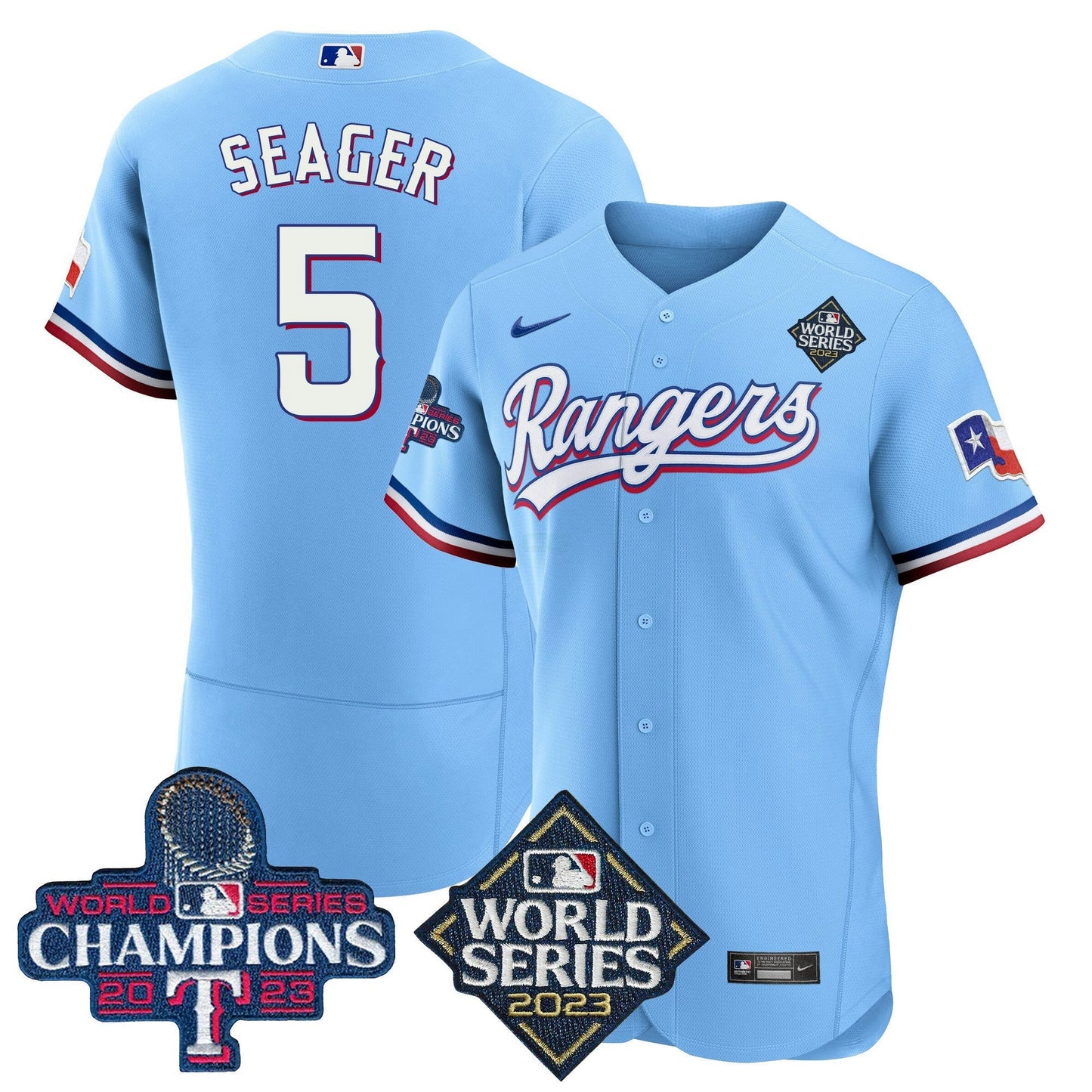 Camisa MLB Men’s Texas 2023 World Series Champions Flex Base Jersey V4