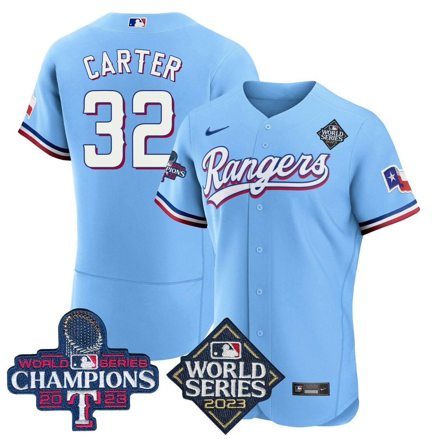 Camisa MLB Men’s Texas 2023 World Series Champions Flex Base Jersey V4
