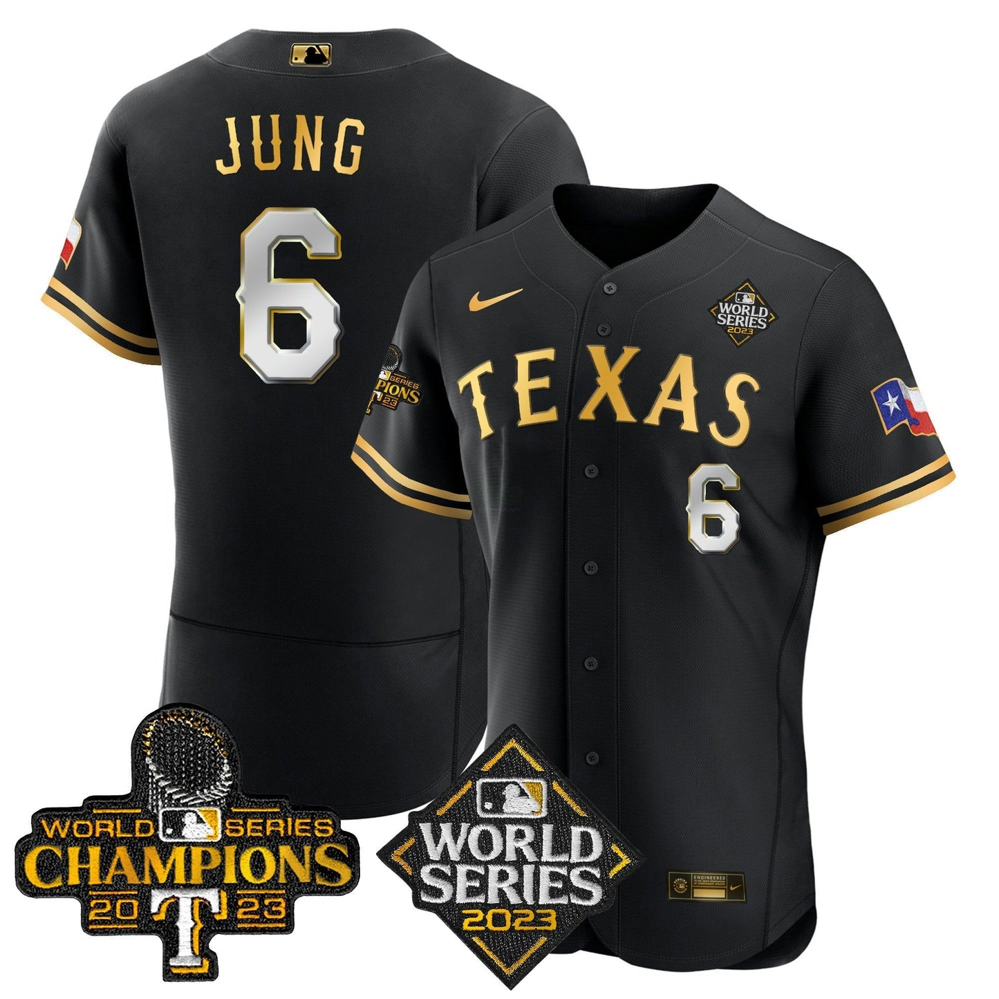 Camisa MLB Men’s Texas 2023 World Series Champions Flex Base Jersey V4