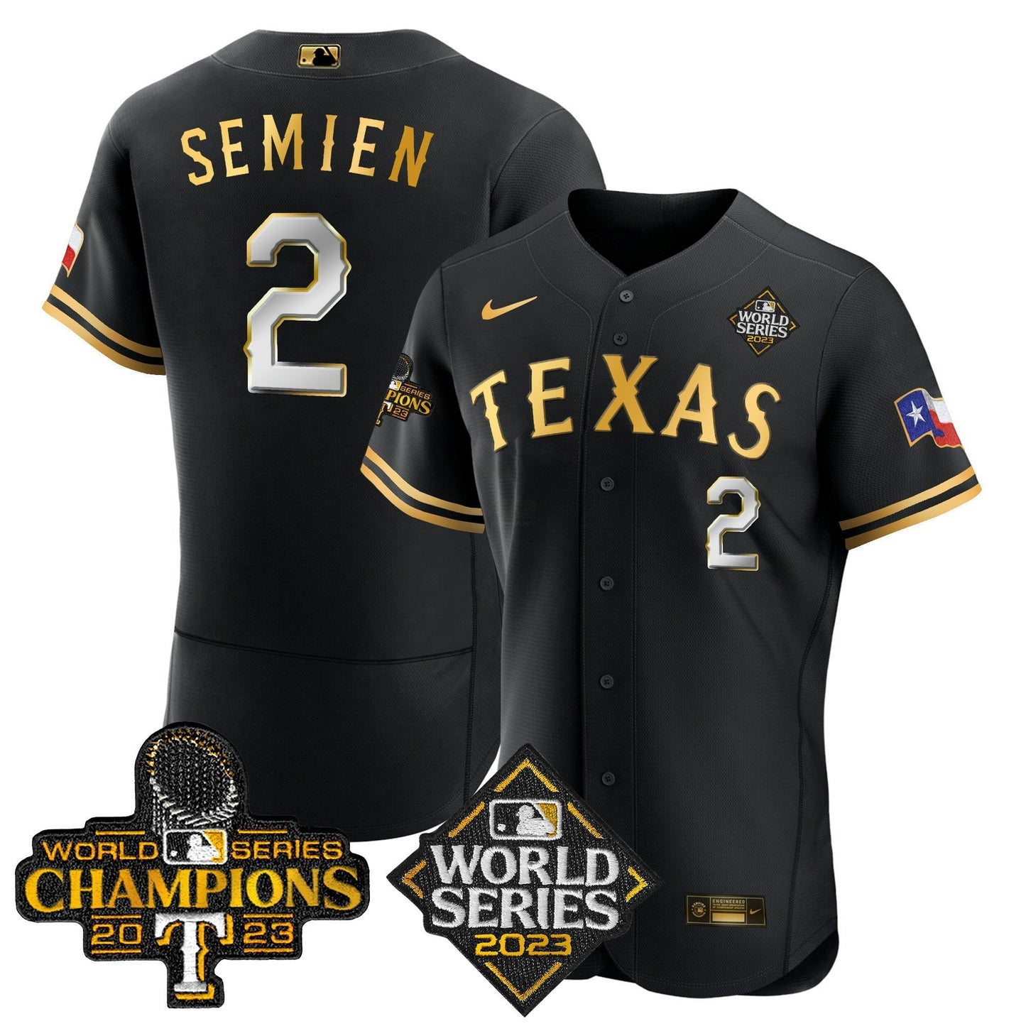 Camisa MLB Men’s Texas 2023 World Series Champions Flex Base Jersey V4