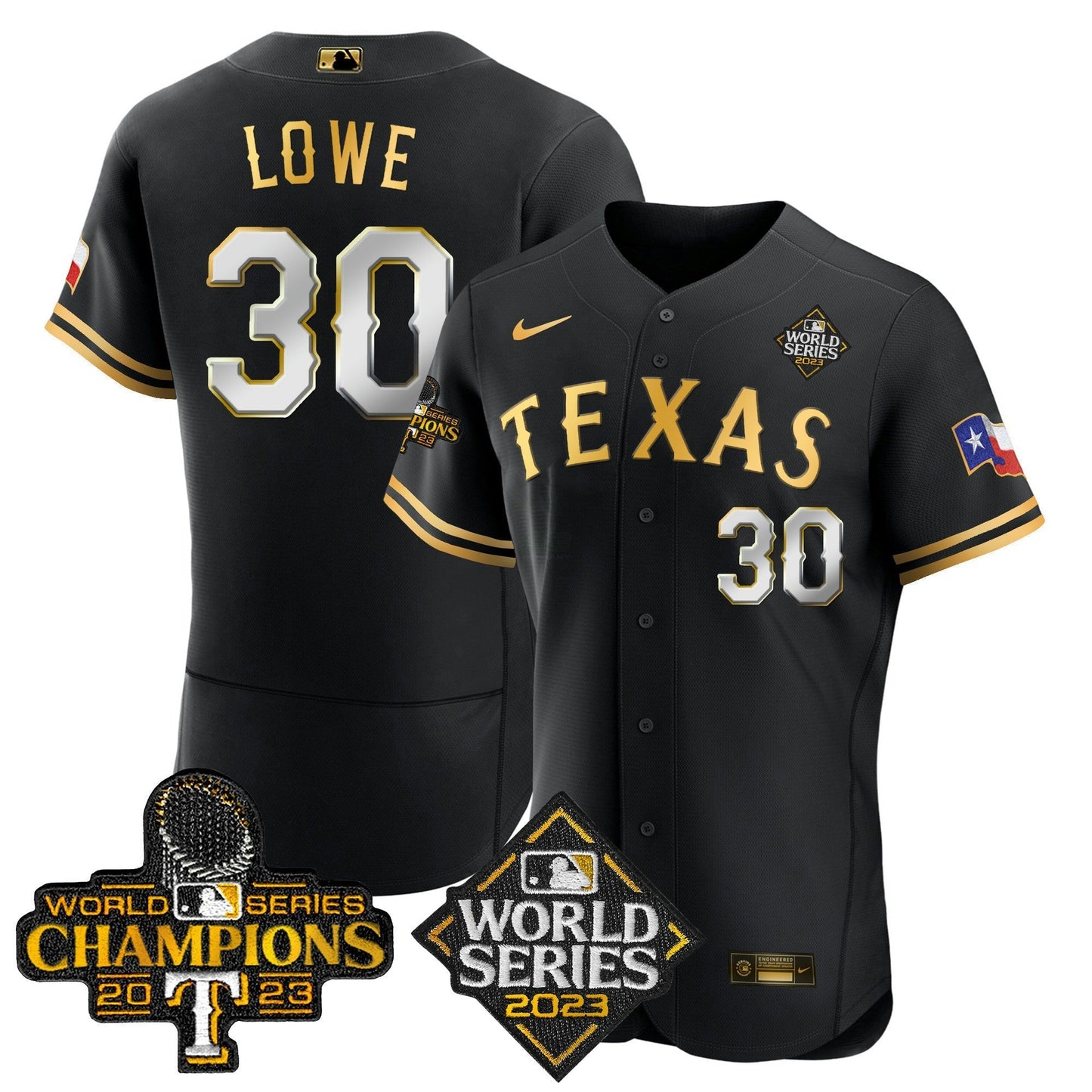 Camisa MLB Men’s Texas 2023 World Series Champions Flex Base Jersey V4