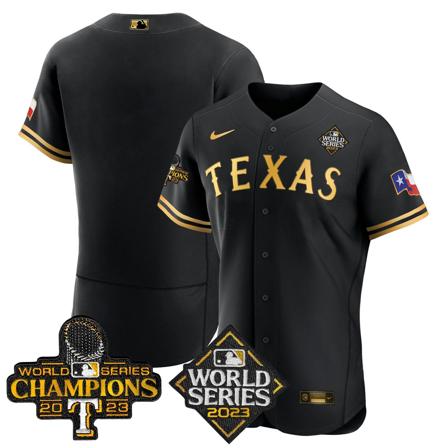 Camisa MLB Men’s Texas 2023 World Series Champions Flex Base Jersey V4