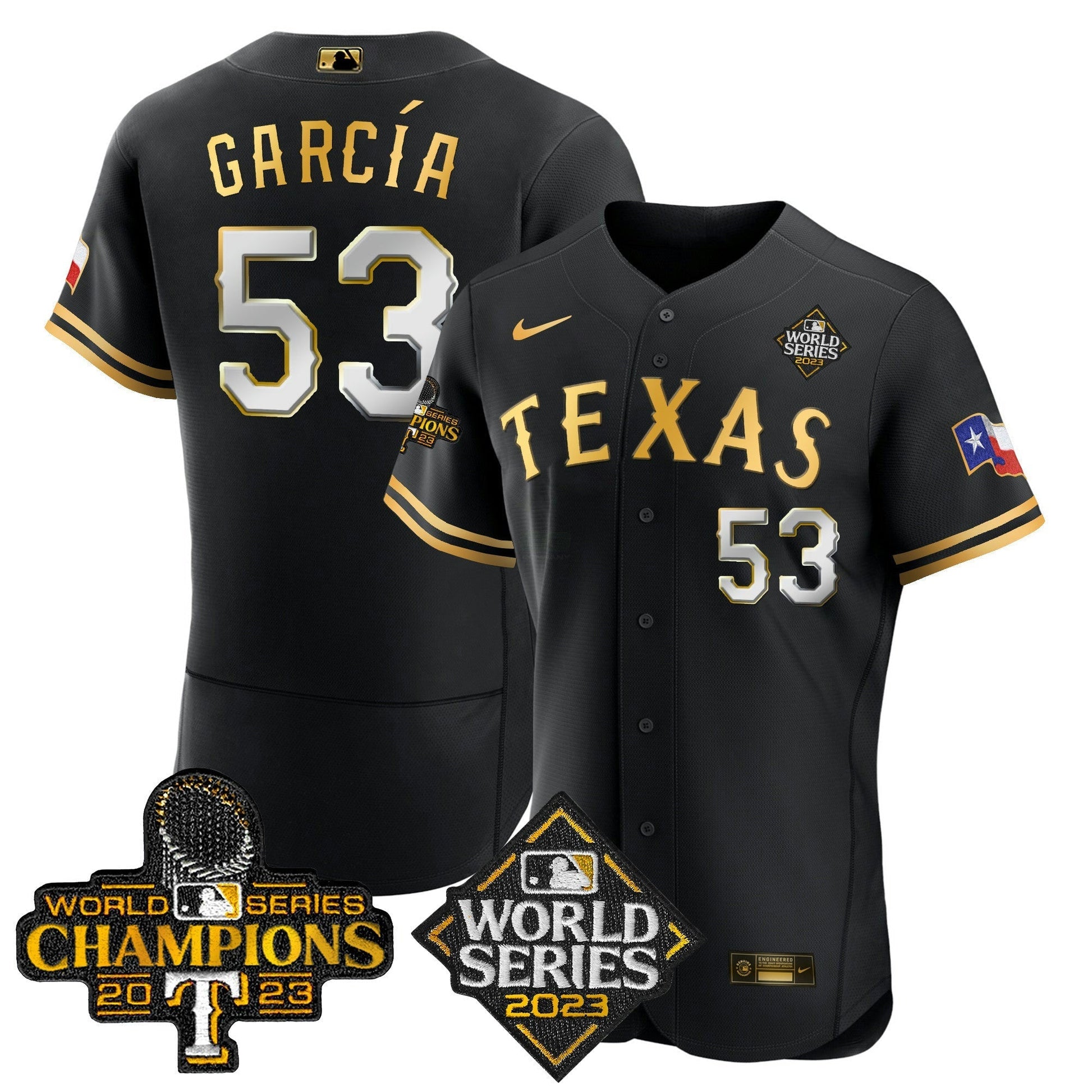 Camisa MLB Men’s Texas 2023 World Series Champions Flex Base Jersey V4