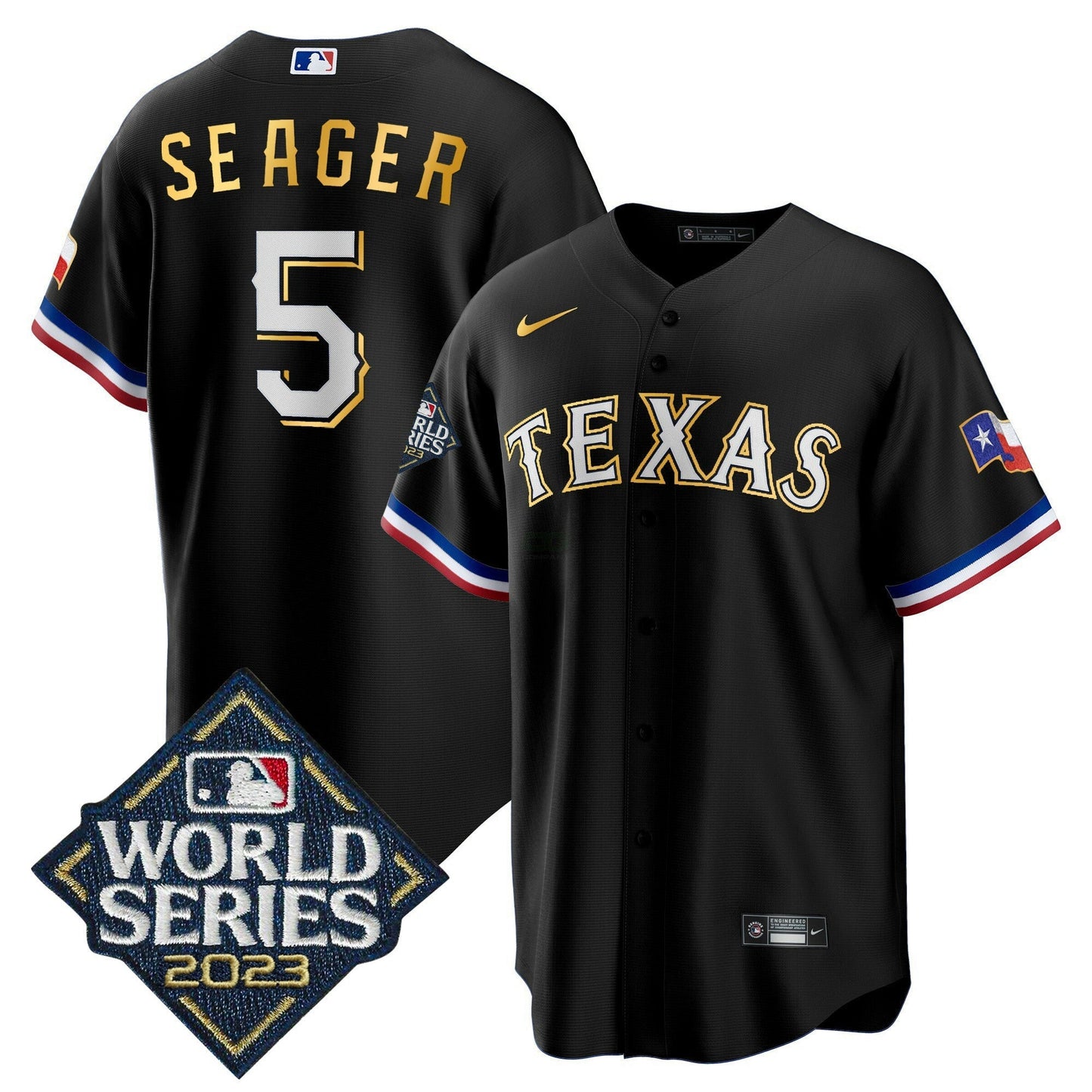 Camisa MLB Men’s Texas 2023 World Series Cool Base Dourada Trim Jersey