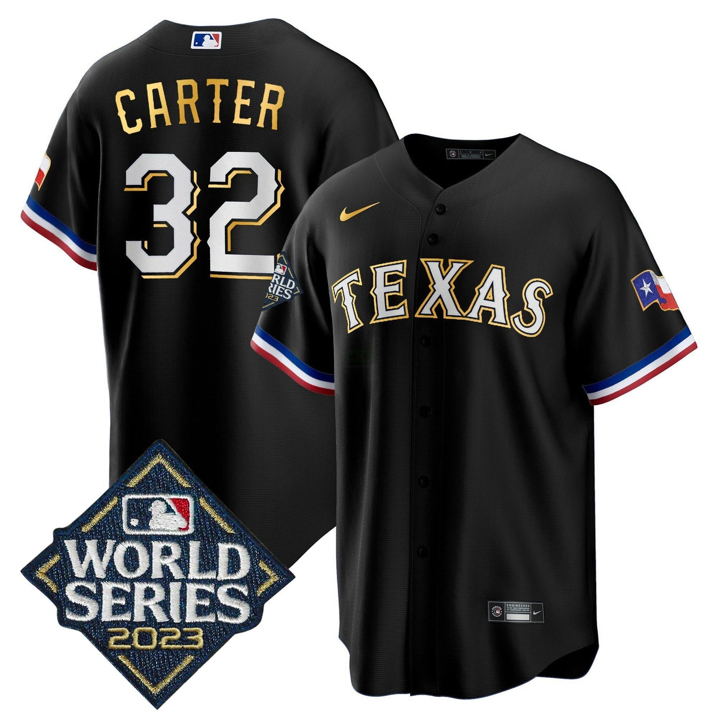 Camisa MLB Men’s Texas 2023 World Series Cool Base Dourada Trim Jersey