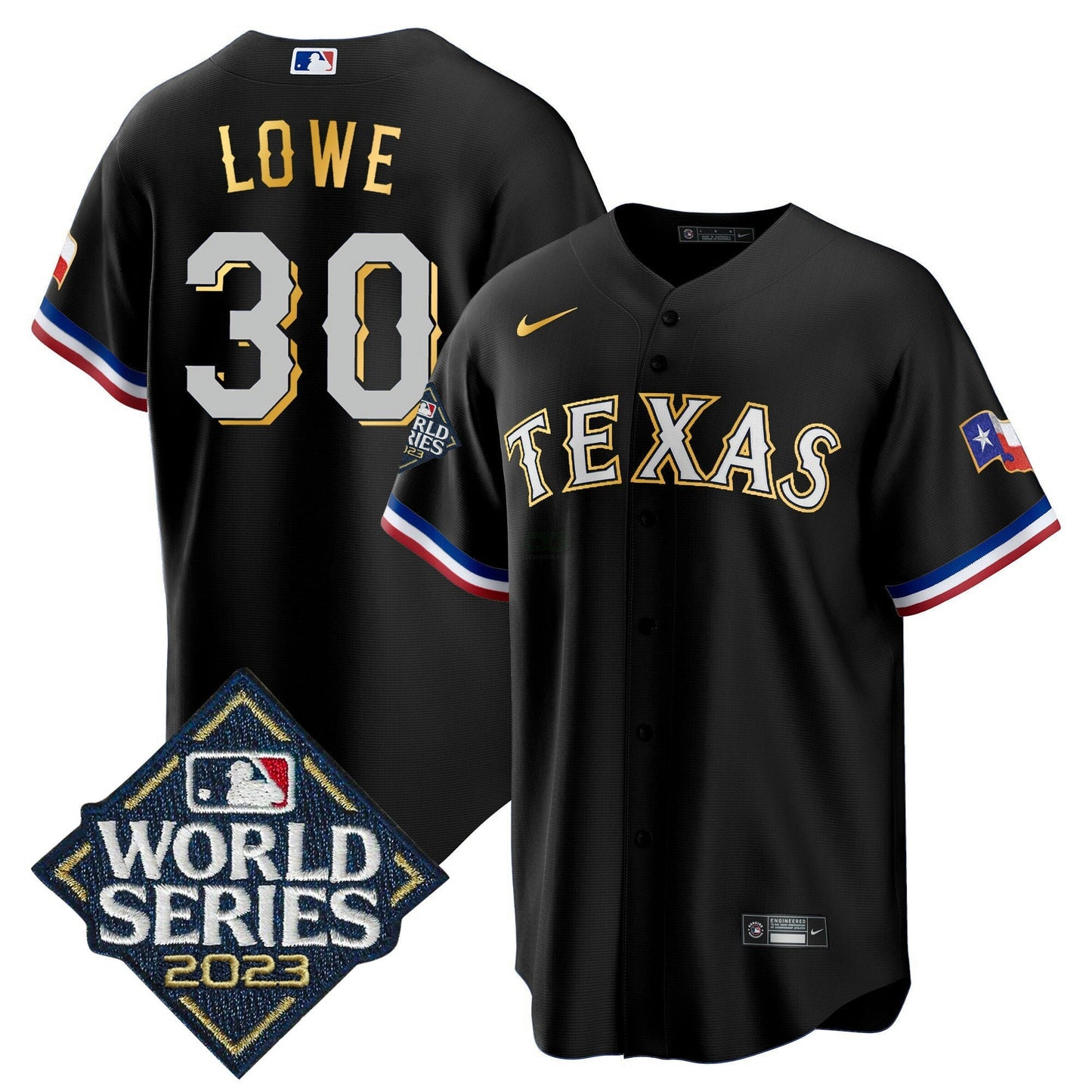 Camisa MLB Men’s Texas 2023 World Series Cool Base Dourada Trim Jersey